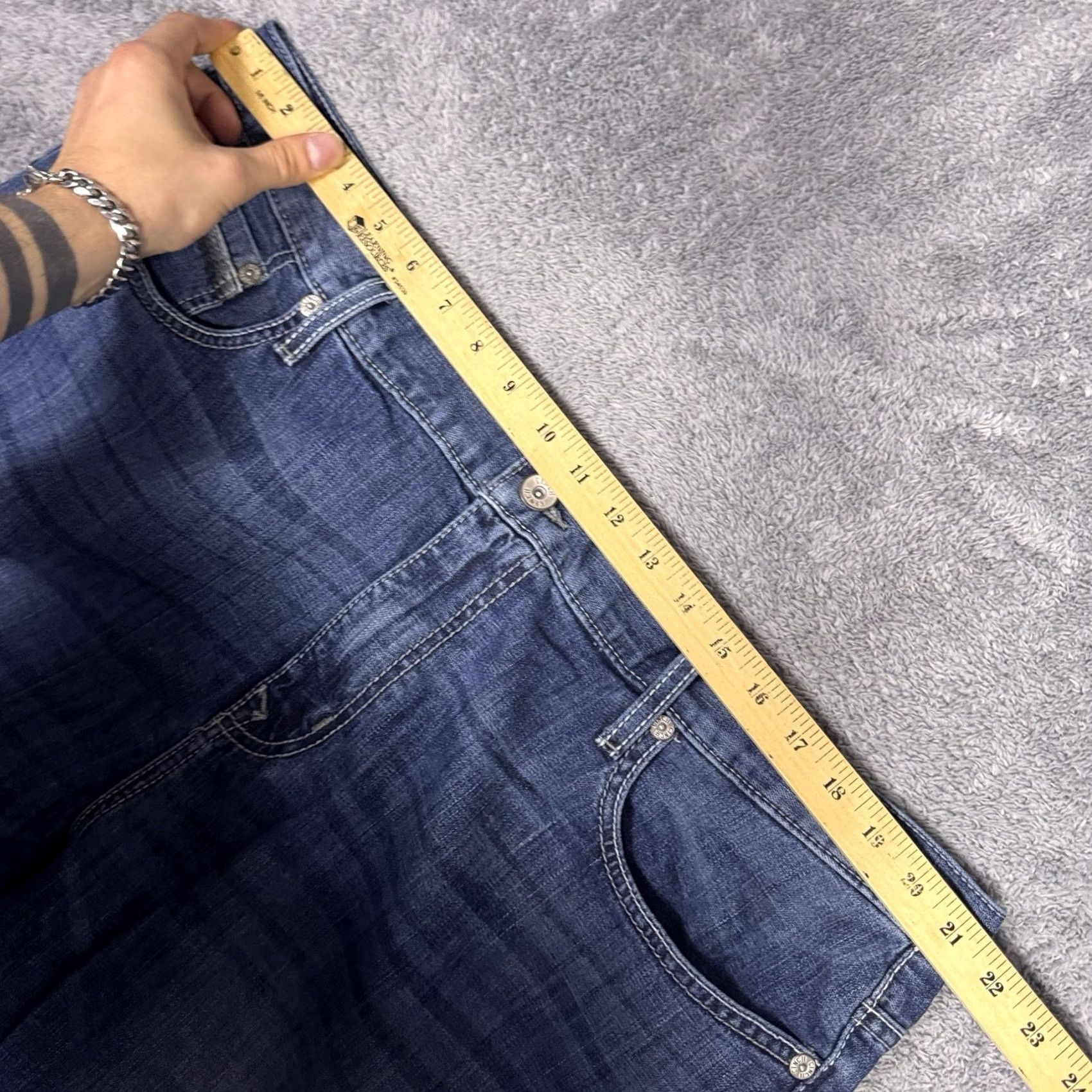Denime Cinch Grant Jeans Mens 42x36 Blue Denim Boot Cut Relaxed Fit Western Wisker Size US 42 / EU 58 - 7 Thumbnail
