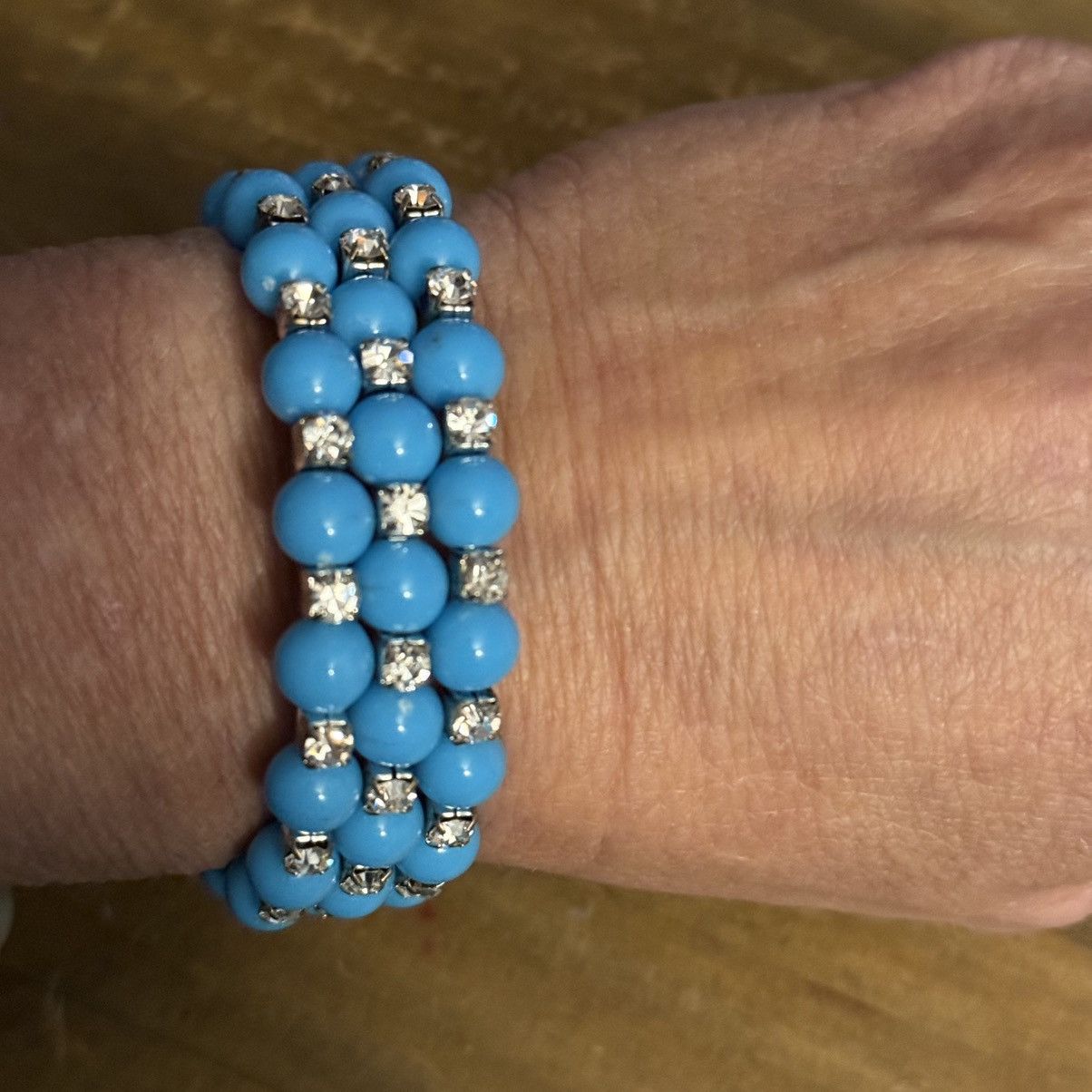 Other Blue bead and rhinestone wrap bracelet Size ONE SIZE - 3 Thumbnail