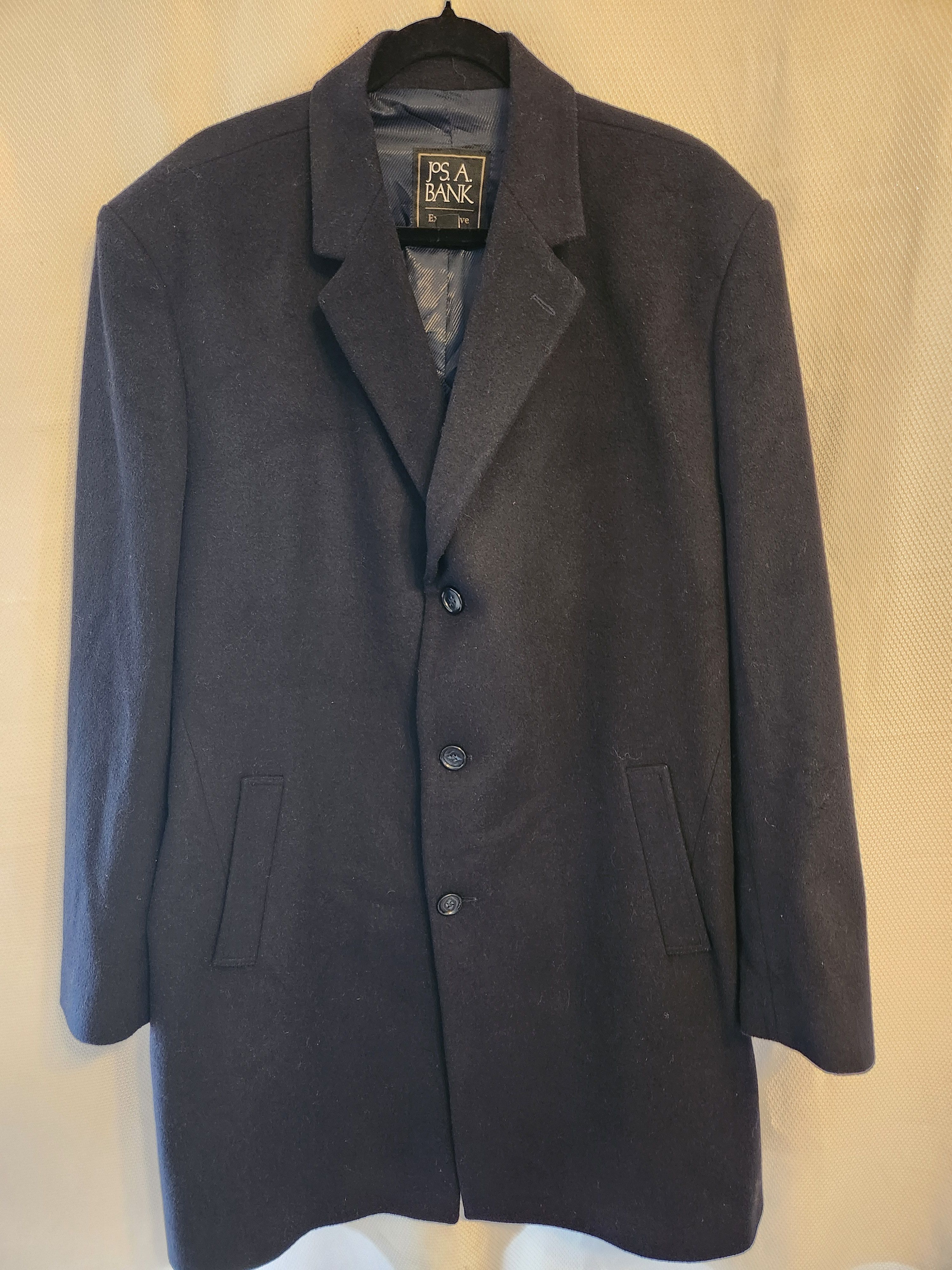 Jos. A. Bank Vintage 90's Wool Blend Blue Overcoat Size US XL / EU 56 / 4 - 1 Thumbnail