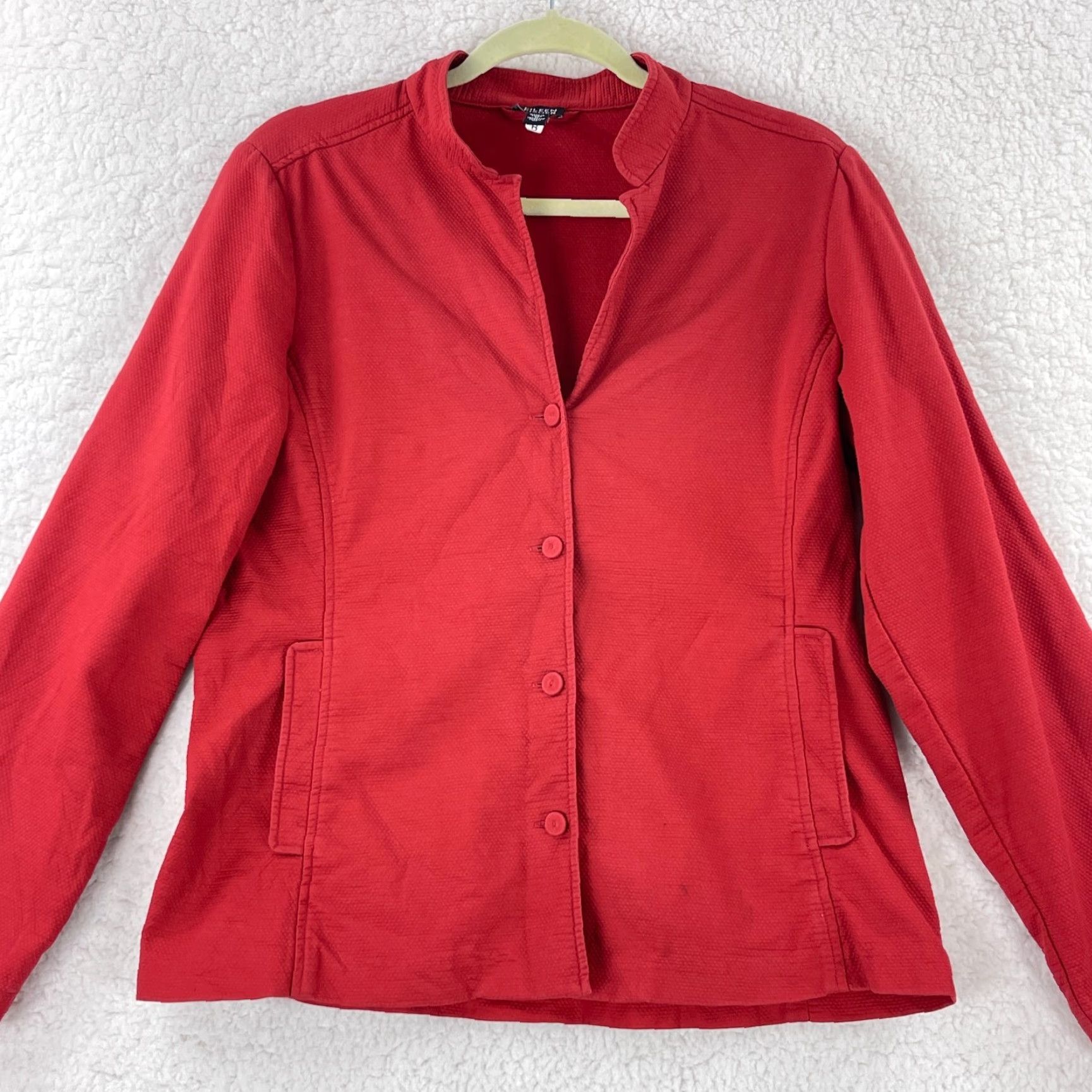 Eileen Fisher Eileen Fisher Red Button Front Jacket Womens Long Sleeve Cotton Regular Size M Size M / US 6-8 / IT 42-44 - 3 Thumbnail