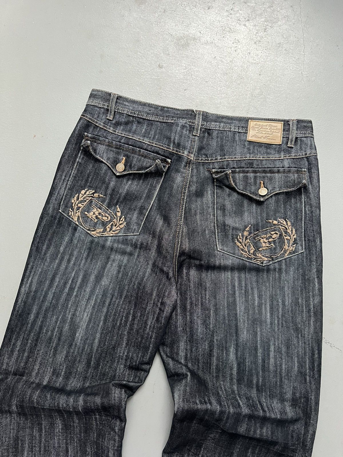 Japanese Brand × Vintage Vintage Y2K Phat farm black denim shiny baggy jeans Size US 36 / EU 52 - 2 Thumbnail