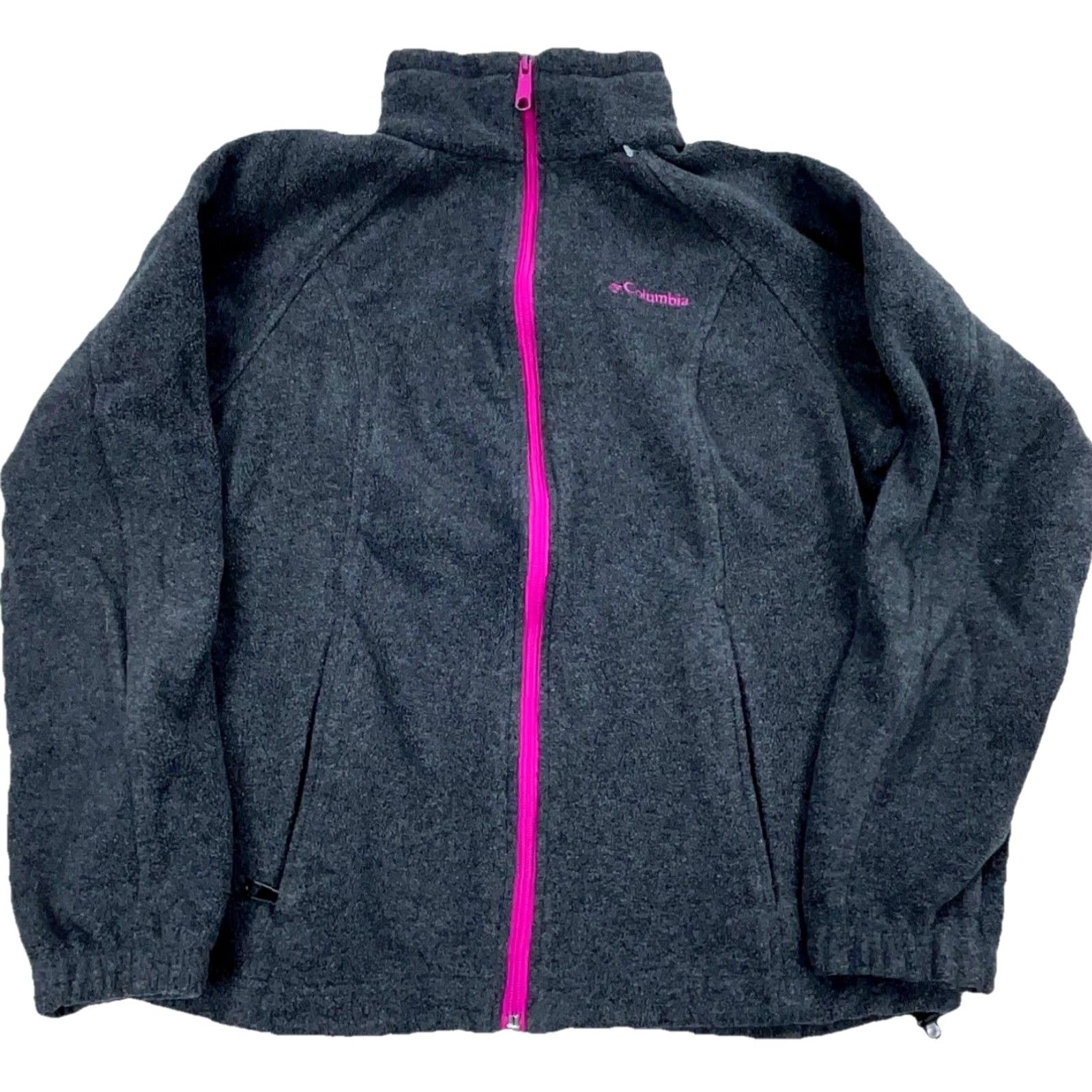 Pinko Columbia Jacket Women Small Gray Pink Fleece Benton Springs Full Zip A63 VINTAGE HEART? Size S / US 4 / IT 40 - 2 Thumbnail