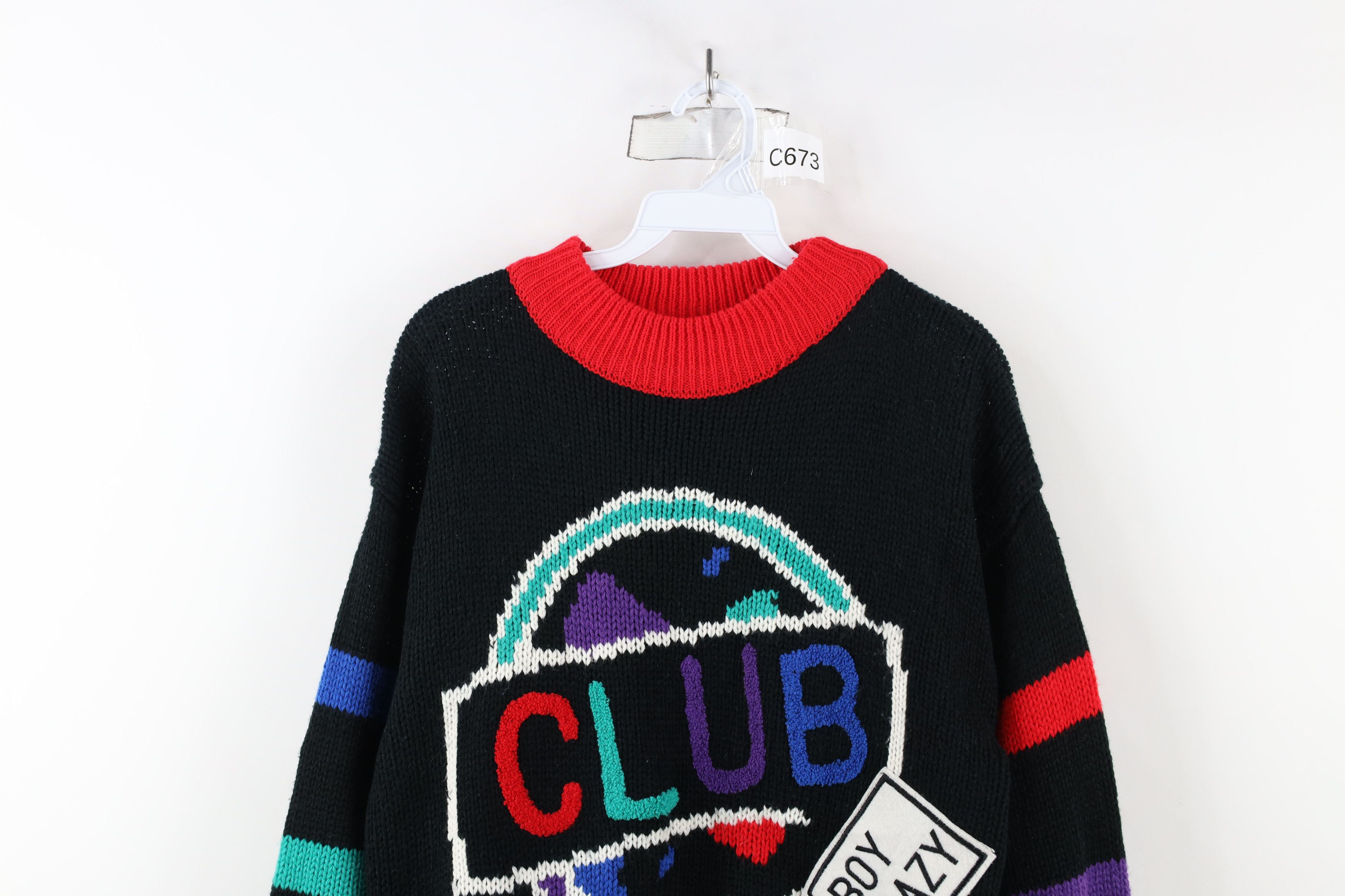 Vintage Vintage 90s Streetwear Block Boy Crazy Club Knit Sweater Size M / US 6-8 / IT 42-44 - 2 Thumbnail