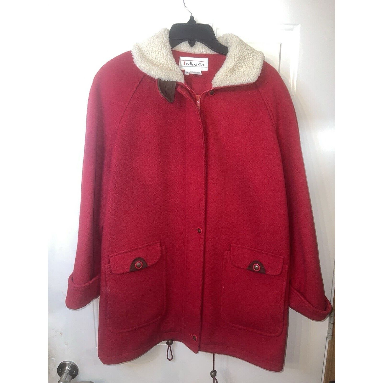 Robert Talbott Vintage Talbots Wool Red Parka Coat Jacket Size 8 Collar Size M / US 6-8 / IT 42-44 - 1 Thumbnail