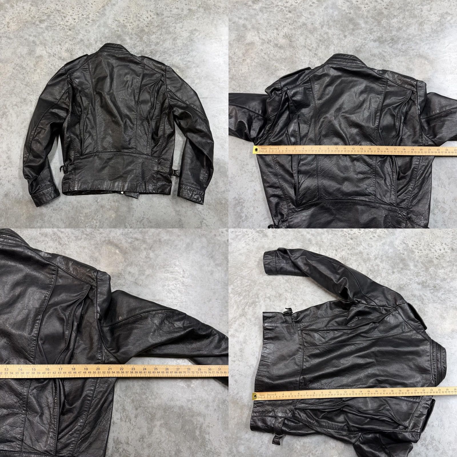 Ring Jacket VINTAGE Chess King Jacket Mens 36 Black Leather Motorcycle Biker Rock Zip 80s Size US XXS / EU 40 - 8 Thumbnail