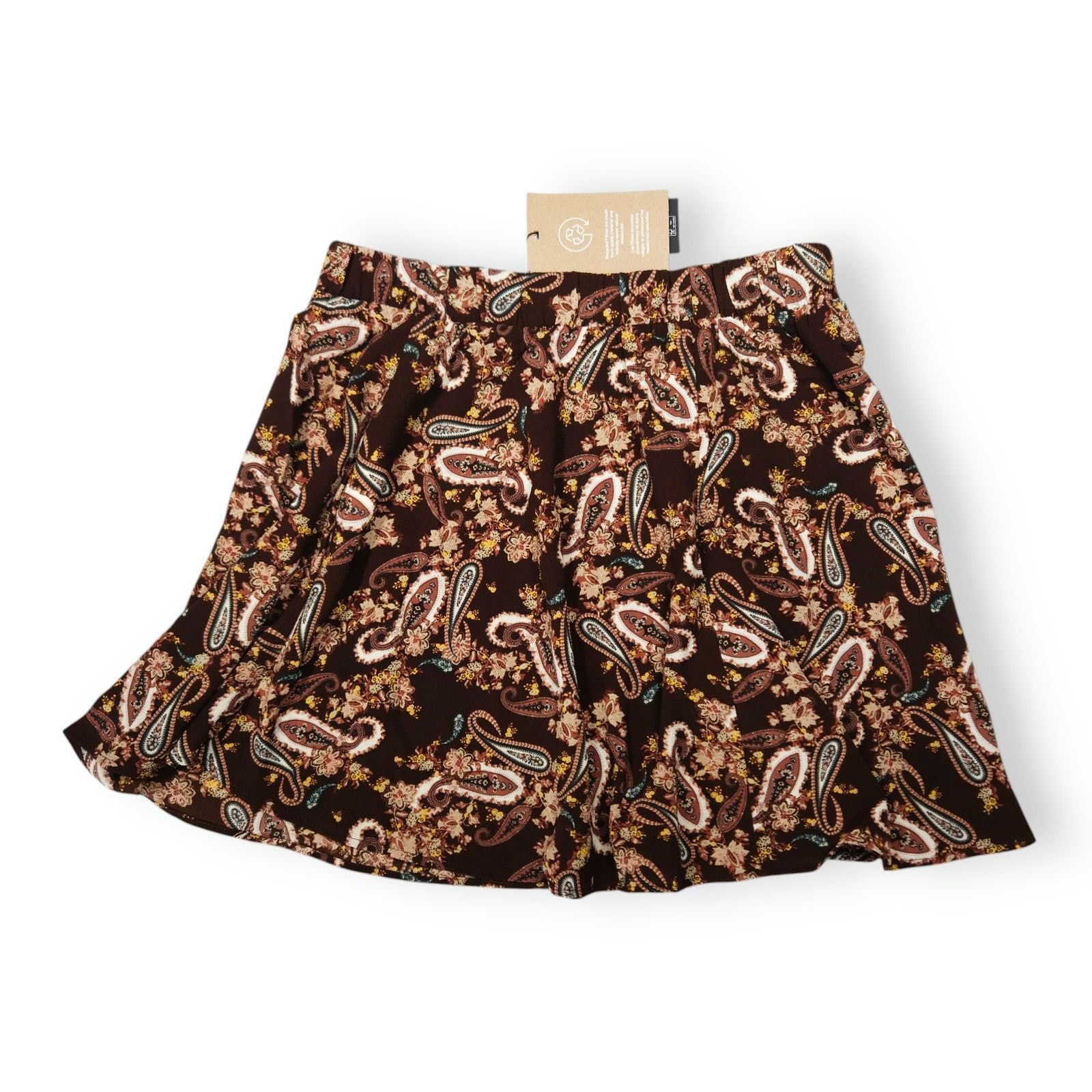 Other NWT Vero Moda VMSaga Skater Skirt M Brown Cream Paisley Boho Size 30" / US 8 / IT 44 - 2 Thumbnail