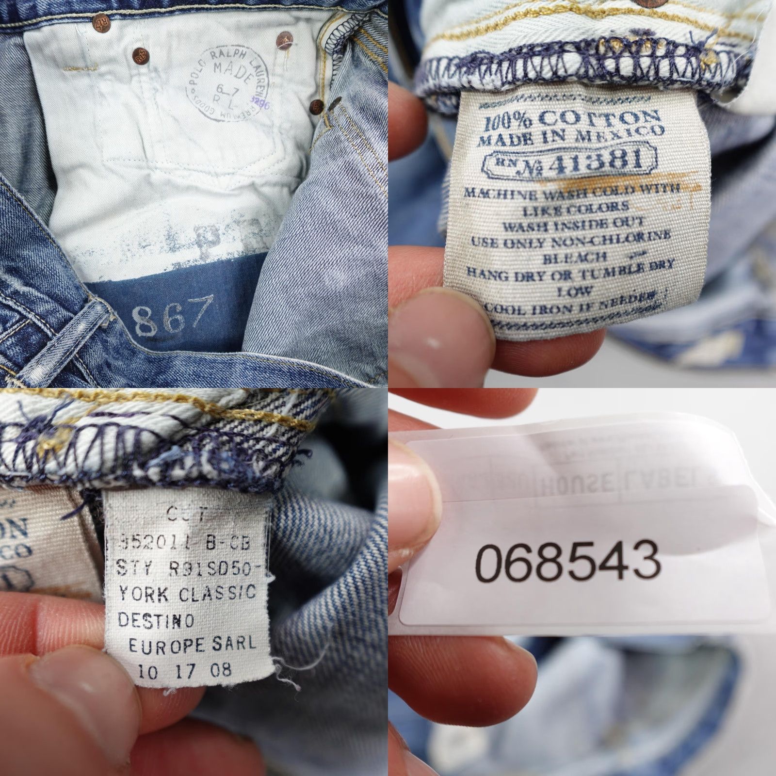 Polo Ralph Lauren Polo Ralph Lauren Jeans Mens 34x34 Denim Blue Distressed Faded 867 York Classic Straight Size US S / EU 44-46 / 1 - 9 Thumbnail