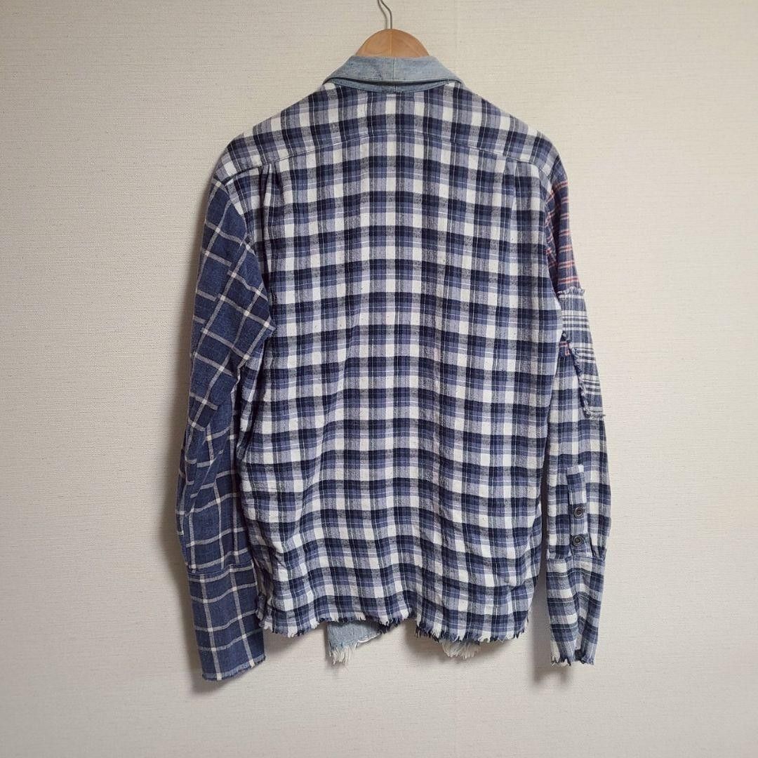 Greg Lauren GREG LAUREN Denim/ Check Remake Long Sleeve Shirt 2 Size US M / EU 48-50 / 2 - 4 Thumbnail