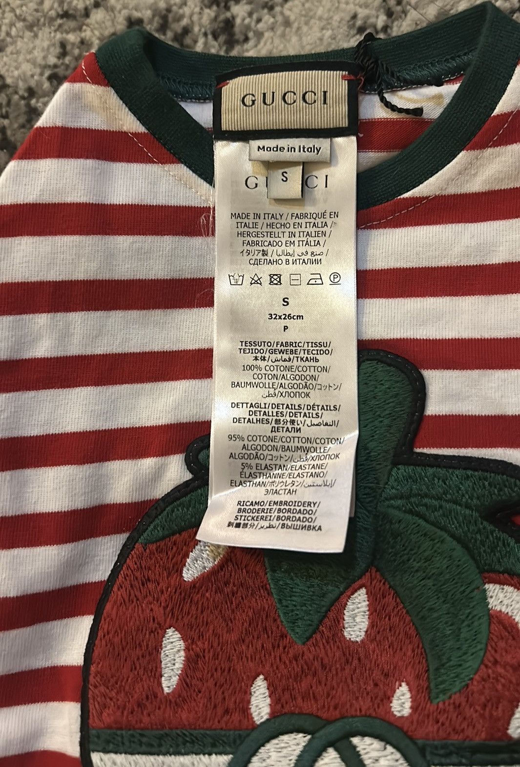 Gucci Gucci Pet Strawberry Cotton striped T-shirt size S Size ONE SIZE - 4 Thumbnail