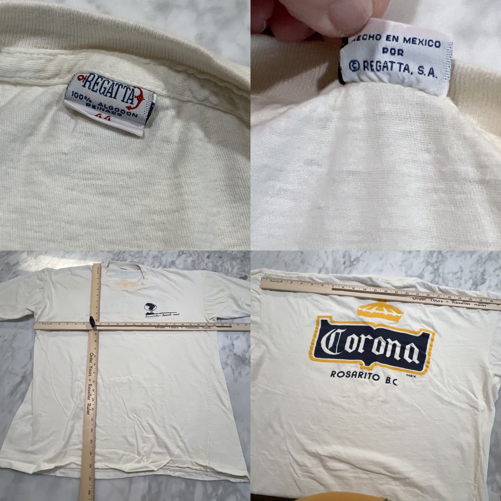 Vintage VINTAGE Rosarito Beach Corona T Shirt XL Graphic 1980s White Cotton Single Stitch Unisex Mens Womens Size US XL / EU 56 / 4 - 8 Thumbnail