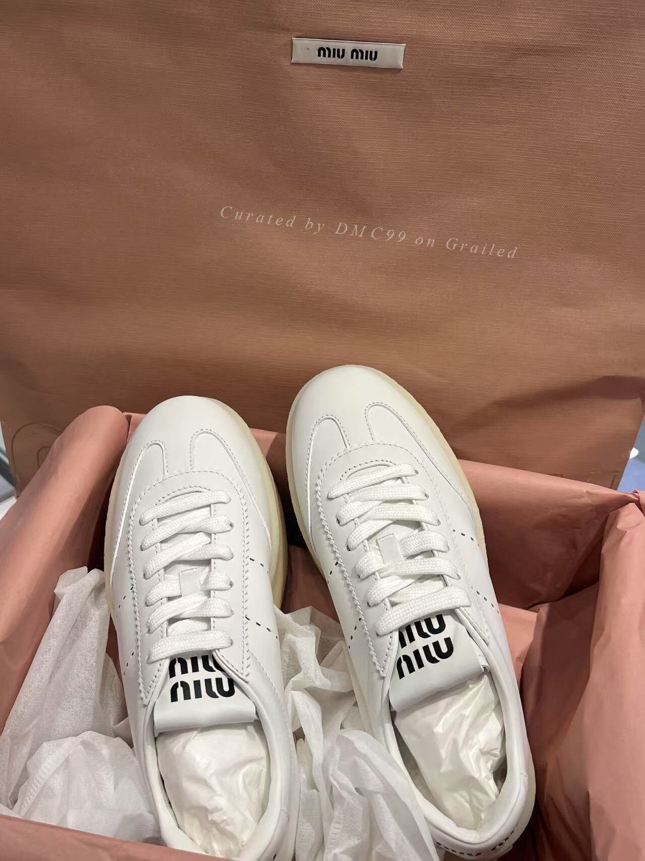 Miu Miu MiuMiu White Leather Platform Women's Sneakers Size US 5.5 / IT 35.5 - 1 Thumbnail