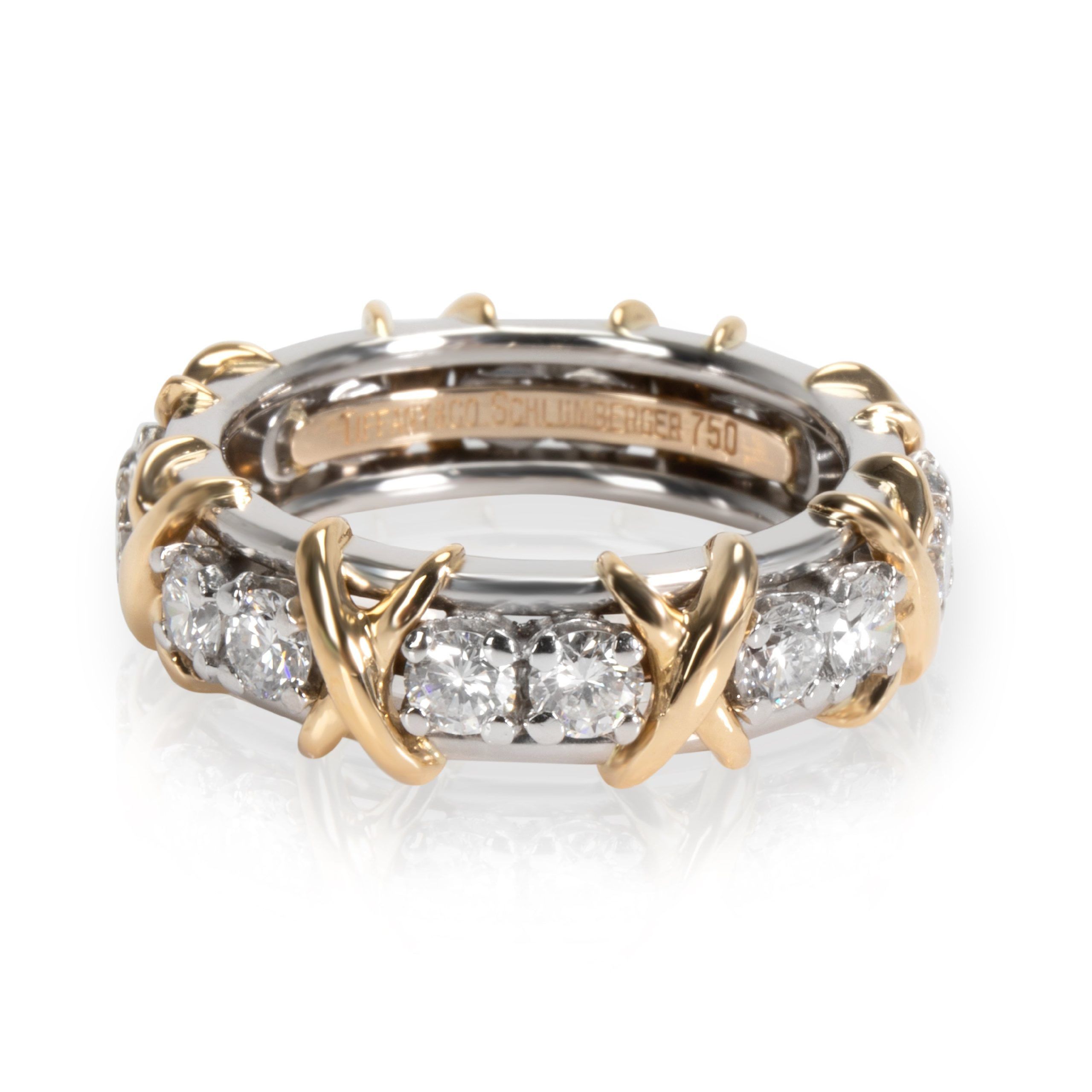 image of Tiffany Co Tiffany & Co. Schlumberger Diamond Eternity Band In Gold And Platinum 1.14Ctw, Women's