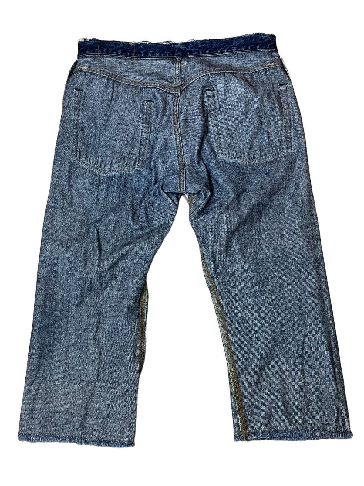 Edwin SICK🔥VINTAGE EDWIN 505s DISTRESSED SELVEDGE 3 QUARTER JEANS Size US 32 / EU 48 - 4 Thumbnail