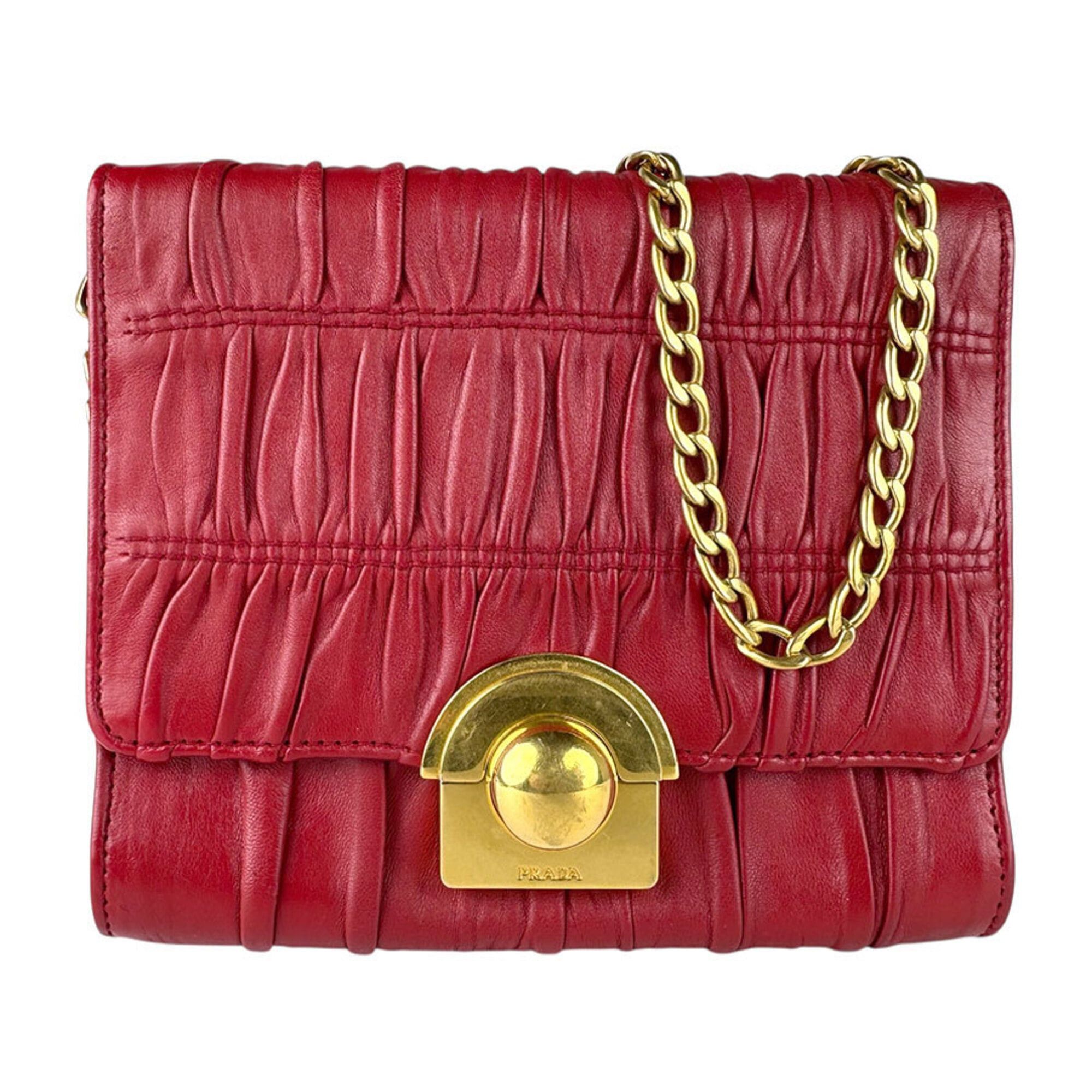 Prada Prada Shoulder Bag Leather Red Women's z9094 Size ONE SIZE - 1 Thumbnail