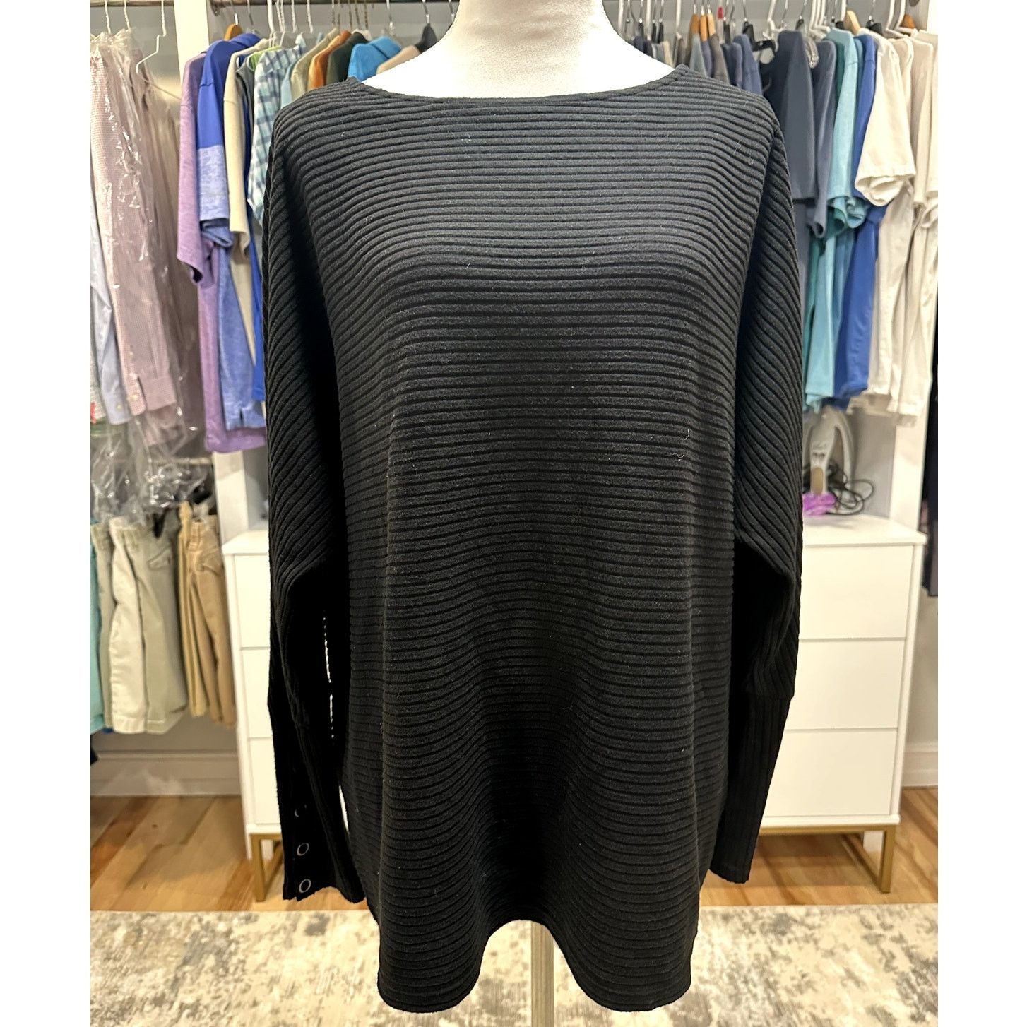 Other Caslon Ribbed Top Dolman Sleeves Snap Cuffs Long Sleeve 1X Size XL / US 12-14 / IT 48-50 - 2 Thumbnail