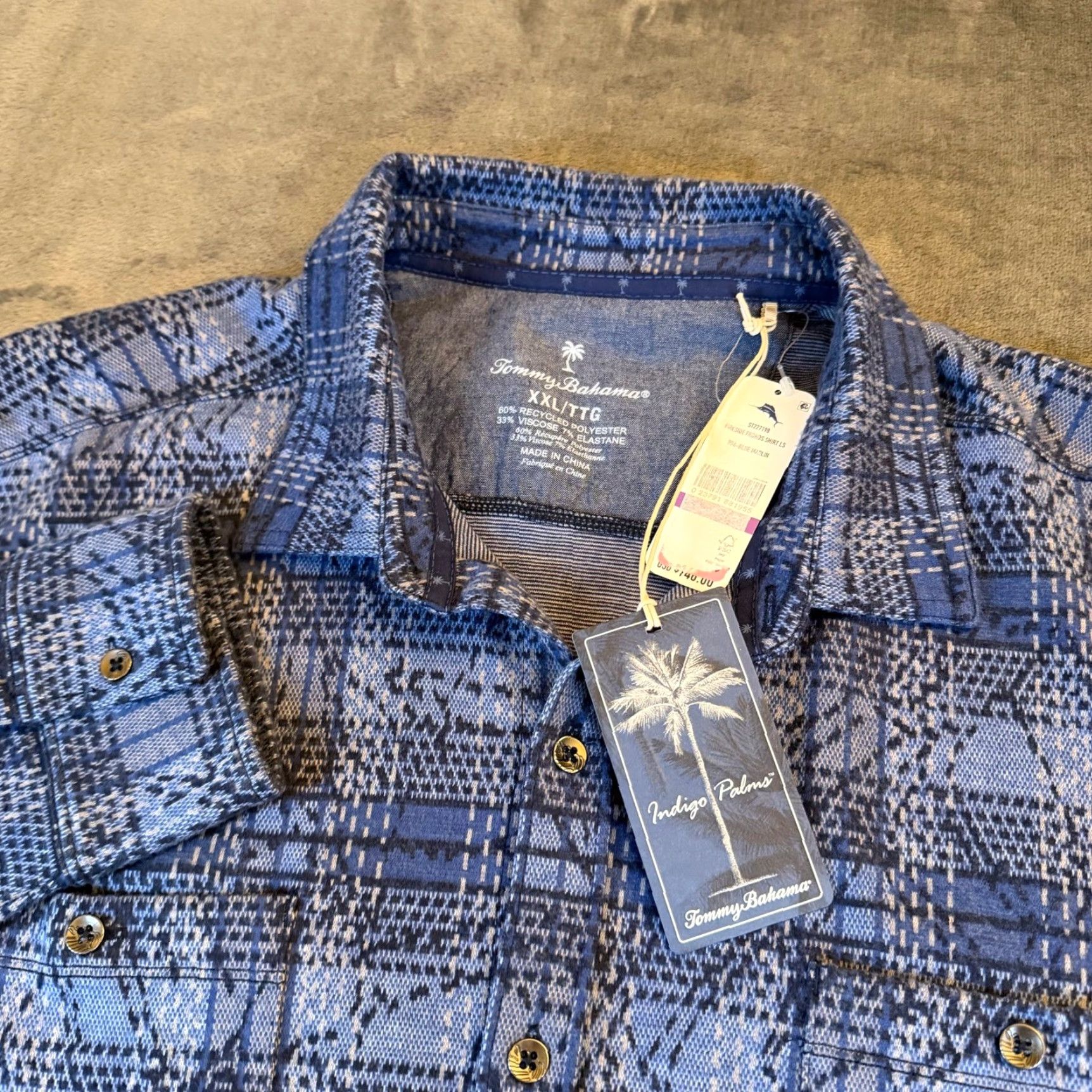 Tommy Bahama Tommy Bahama Plaid Shirt Button-Up Long Sleeve Mens XXL Blue Flannel NWT Casual Hawaiian Resort Wear Button-Up Shirt Size US XXL / EU 58 / 5 - 2 Thumbnail