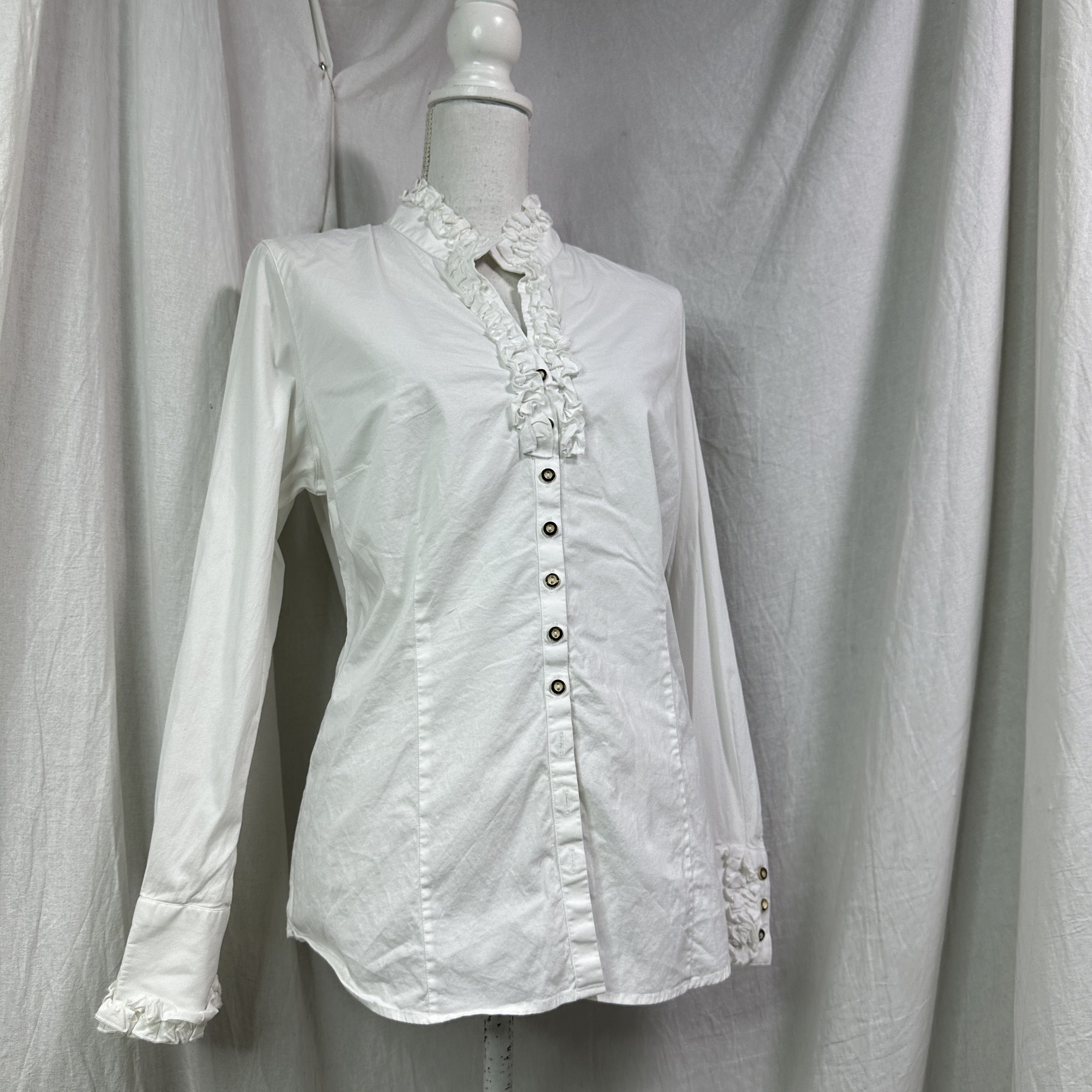 Vintage Vintage Avant Garde Ruffed Elegant Shirt Y2K Size S / US 4 / IT 40 - 8 Thumbnail
