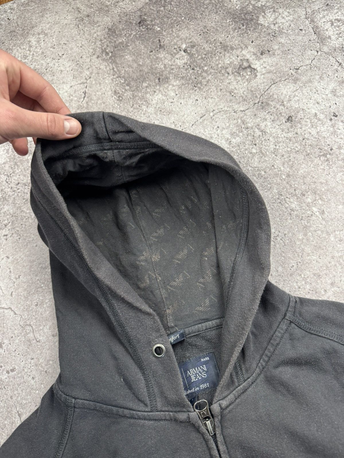 Armani Vintage Armani Jeans Y2K Faded Zip Hoodie Avant Garde Japan Size US L / EU 52-54 / 3 - 5 Thumbnail