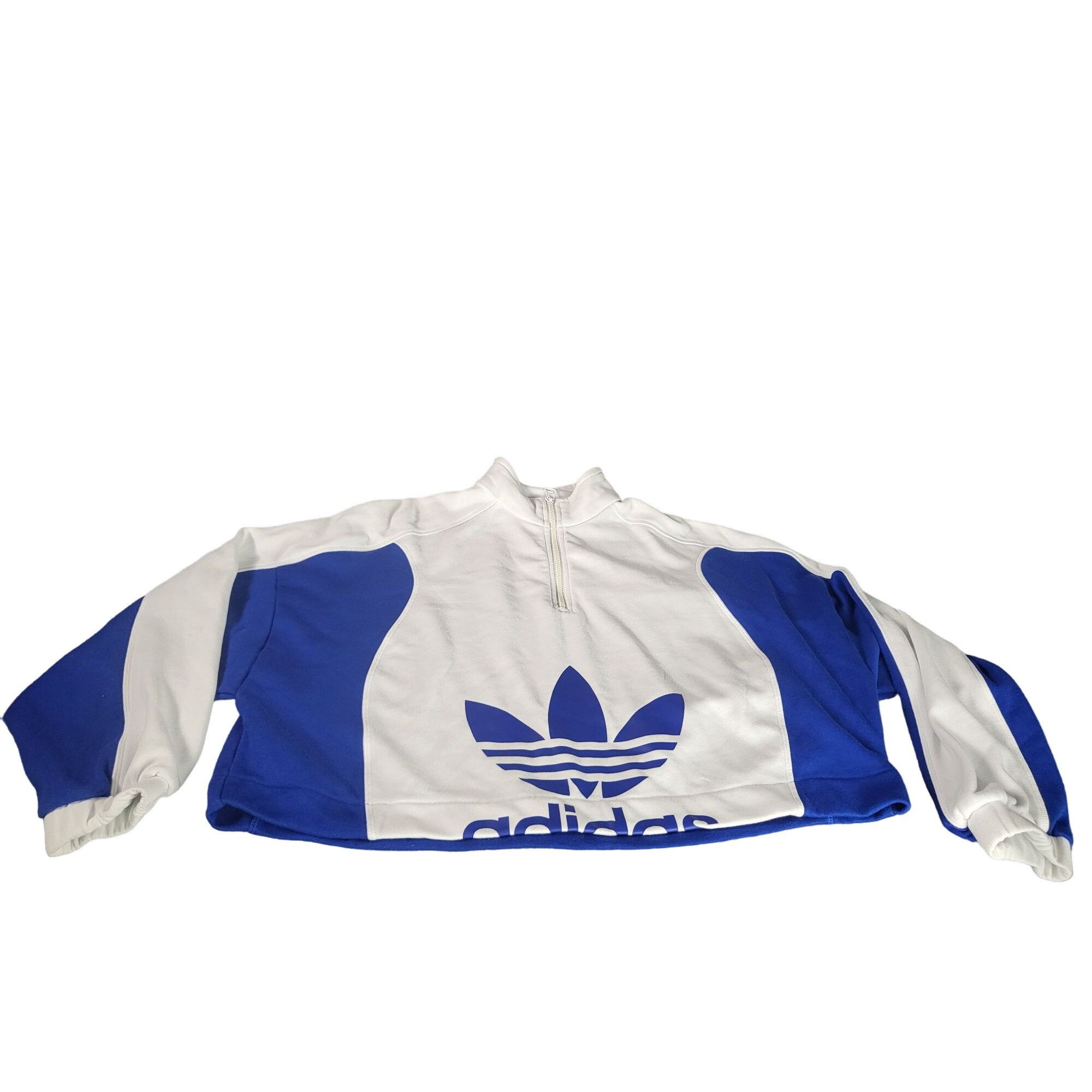 Adidas Adidas BELLISTA MOCKNECK JACKET Women Sz L Blue White Croppe Size L / US 10 / IT 46 - 1 Thumbnail