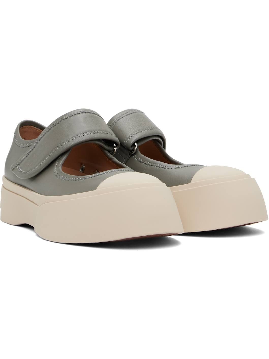 Marni o1s22i1n0525 Calfskin Low-Top Sneakers in Grey Size US 6 / IT 36 - 4 Thumbnail