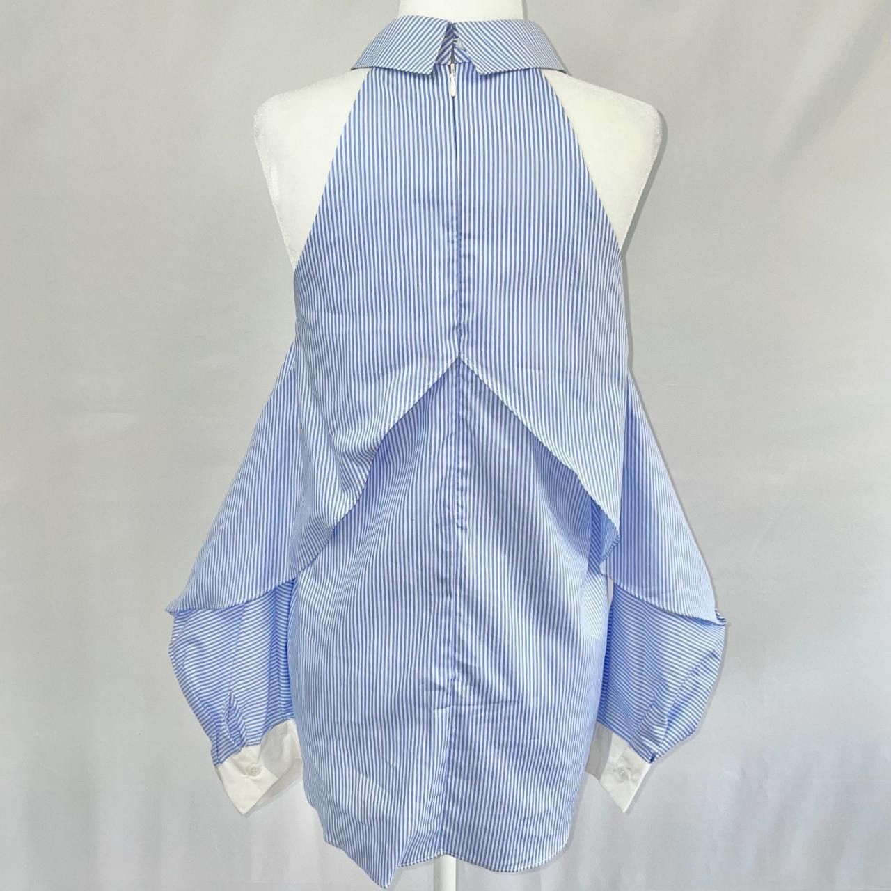 Central Park West Central Park West Striped Fold Over Cold Shoulder Shirt Size S / US 4 / IT 40 - 4 Thumbnail