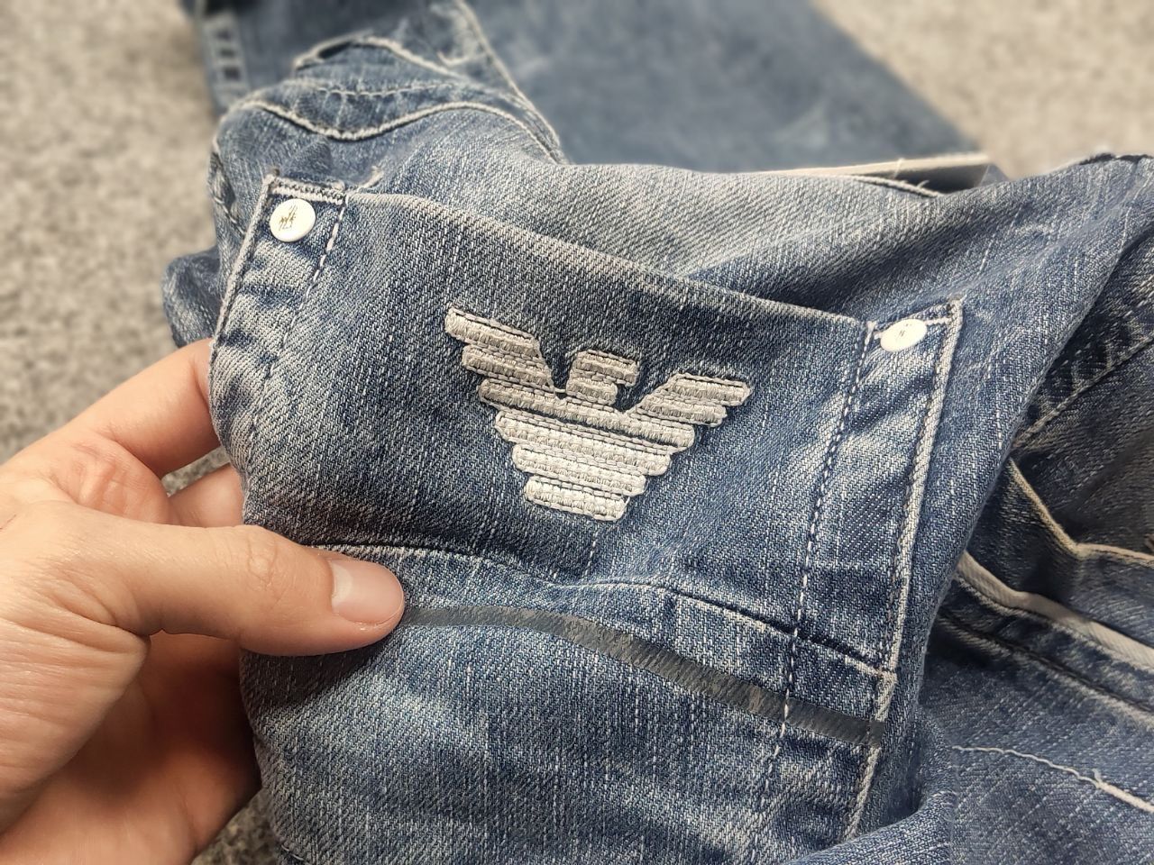 Emporio Armani Vintage Y2K Emporio Armani Embroidered logo Denim Jeans Size US 33 - 15 Thumbnail