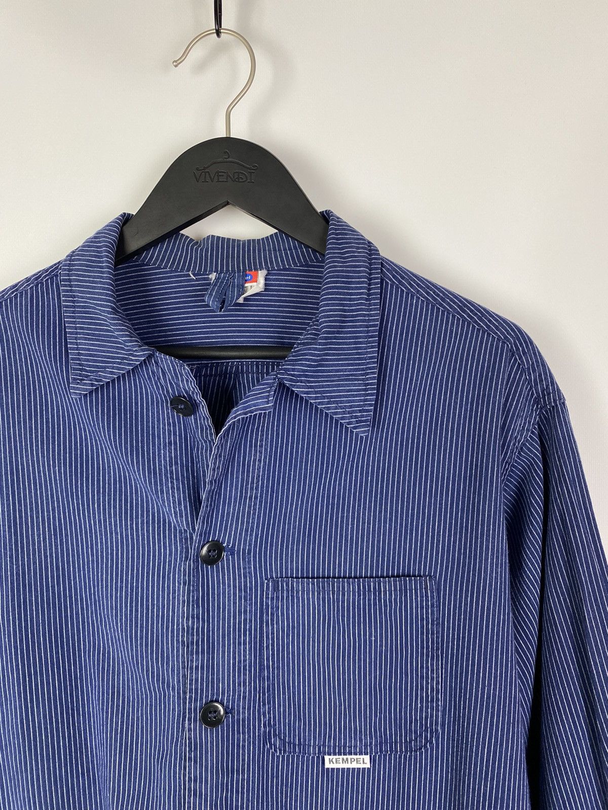 Vintage 90s Vintage Kempel Hickory Stripe Chore Work Over Shirt Size US S / EU 44-46 / 1 - 3 Thumbnail