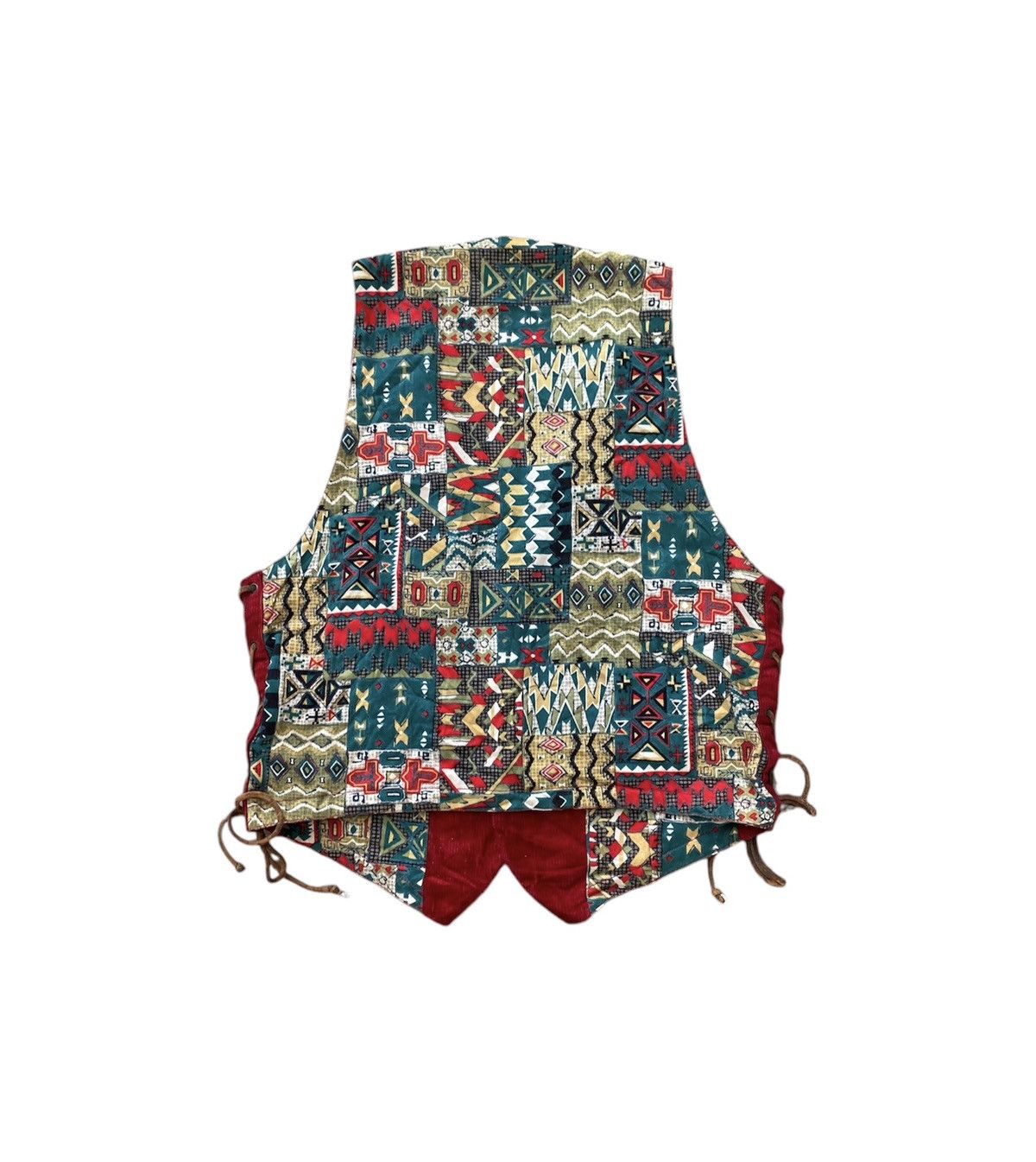 Handmade × Vintage Rare! 90s Native Knit Art Boho Vest Corduroy Size US M / EU 48-50 / 2 - 2 Thumbnail