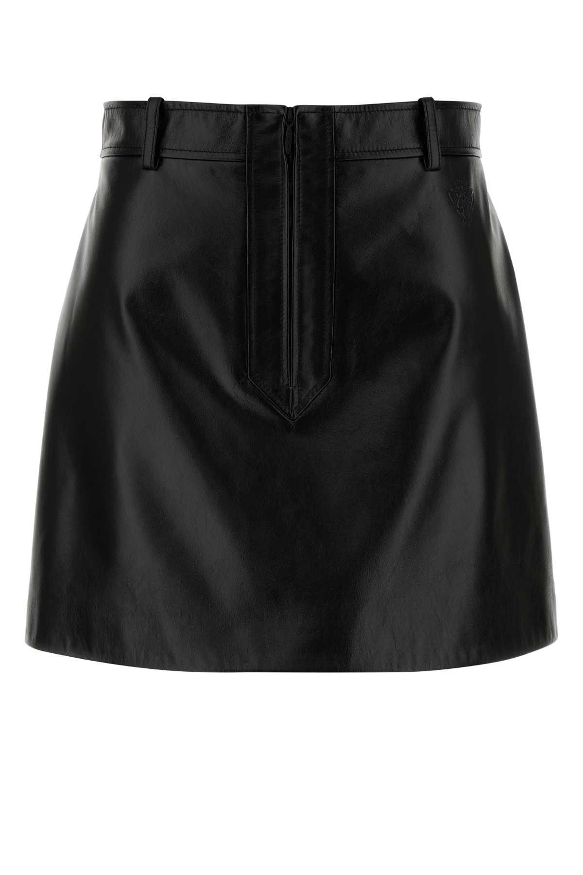 Gucci Black Leather Mini Skirt Size 27" / US 4 / IT 40 - 1 Thumbnail