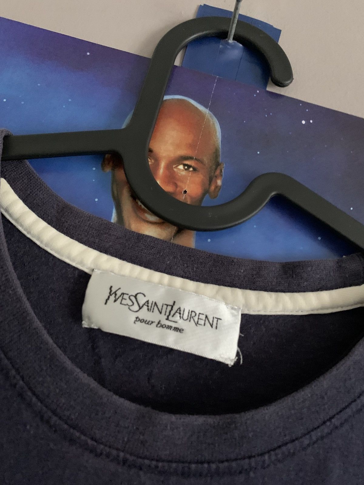 Yves Saint Laurent 90s Vintage Yves Saint Laurent Pour Homme „YSL” Navy Tee Size US S / EU 44-46 / 1 - 3 Thumbnail