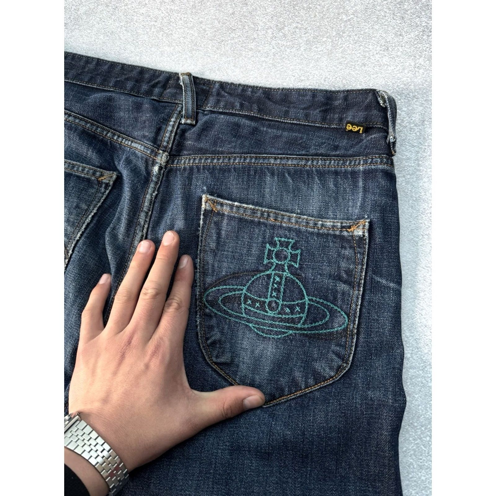 Vivienne Westwood VINTAGE Vivienne Westwood X Lee Y2K Asymmetrical Denim Jeans Pants S 30/32 Blue Denim Jeans Mens 90s Y2K Style Vivienne Westwood Luxary Size US 29 - 3 Thumbnail