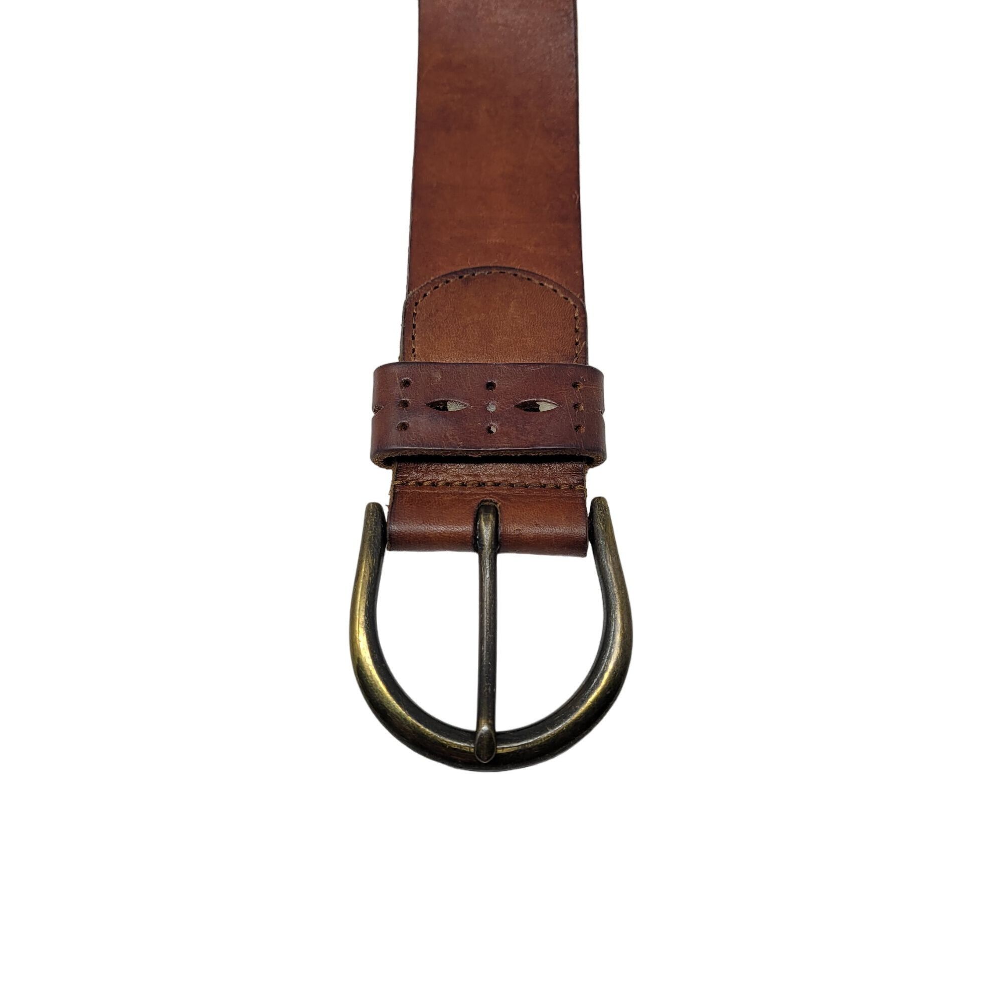 American Eagle Outfitters AEO Genuine Leather Brown Belt M Perforated Studded Boho Cou Size ONE SIZE - 9 Thumbnail