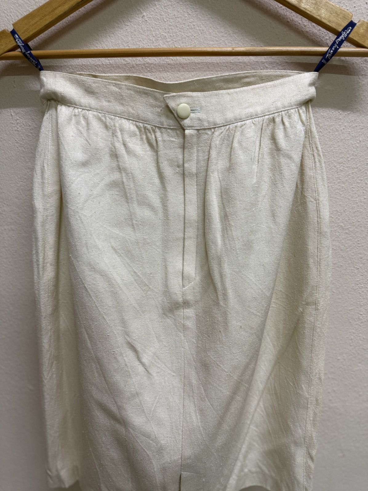 Thierry Mugler Vintage Thierry Mugler Linen Blend Cream Pencil Skirt Size 24" / US 00 / IT 34 - 19 Thumbnail