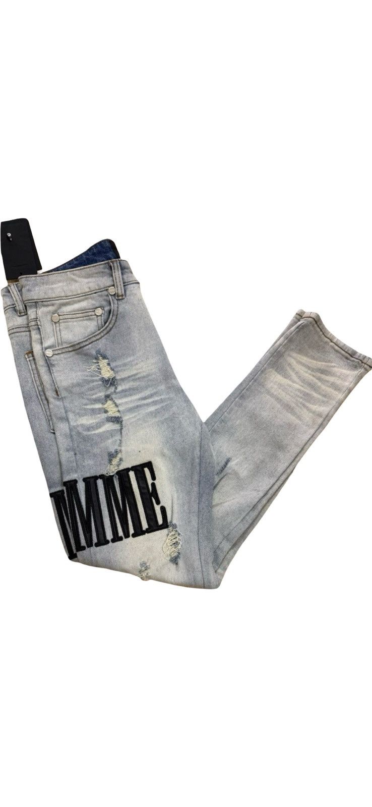 Homme + Femme La Homme + Femme La Leather Trim Distressed Jeans Size 28 BNWT Size US 28 / EU 44 - 3 Thumbnail