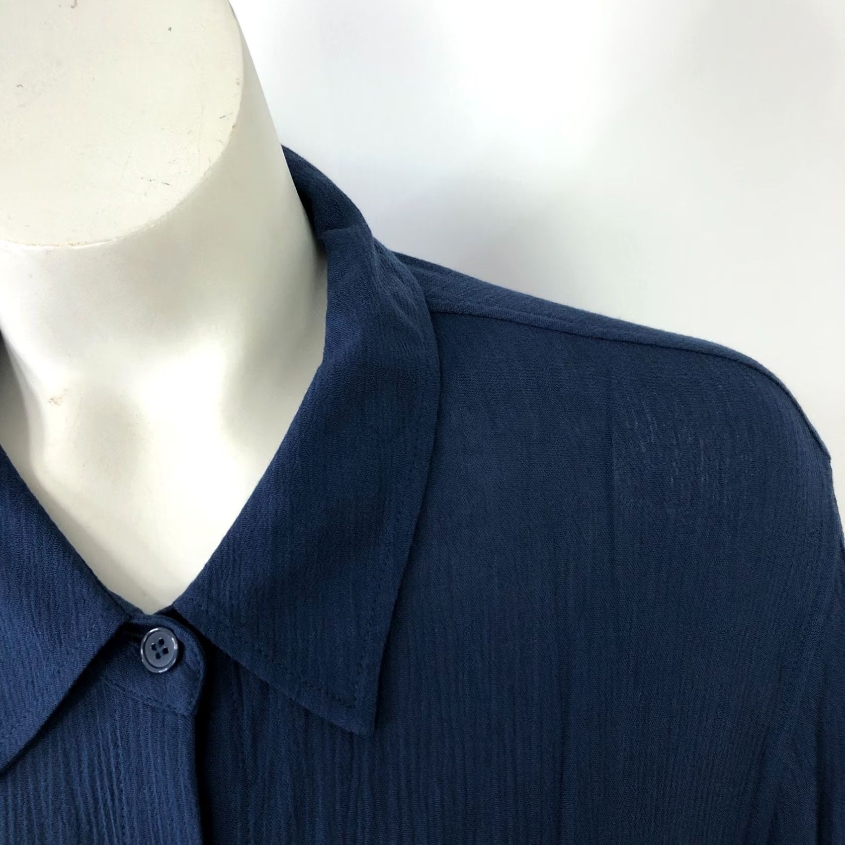 Soft Surroundings Soft Surroundings Dress Maxi Women's XL 100% Rayon Button Front Crinkle Blue Long Sleeve Round Neck Casual Summer Winter Spring Fall Size XL / US 12-14 / IT 48-50 - 3 Thumbnail
