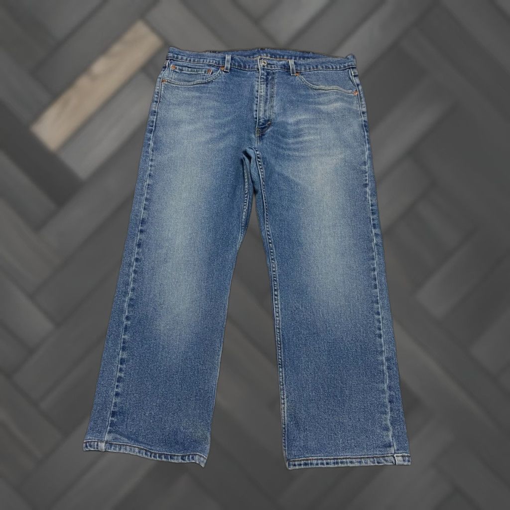 Levi's Levi's 505 Mens Jeans Size 38 × 26 Blue Denim Straight Fit Hemmed Regular 5-Pocket USA Model Levi's 500 Series Jeans Mens Plain Solid Blue Denim Jeans Size US 38 / EU 54 - 1 Thumbnail