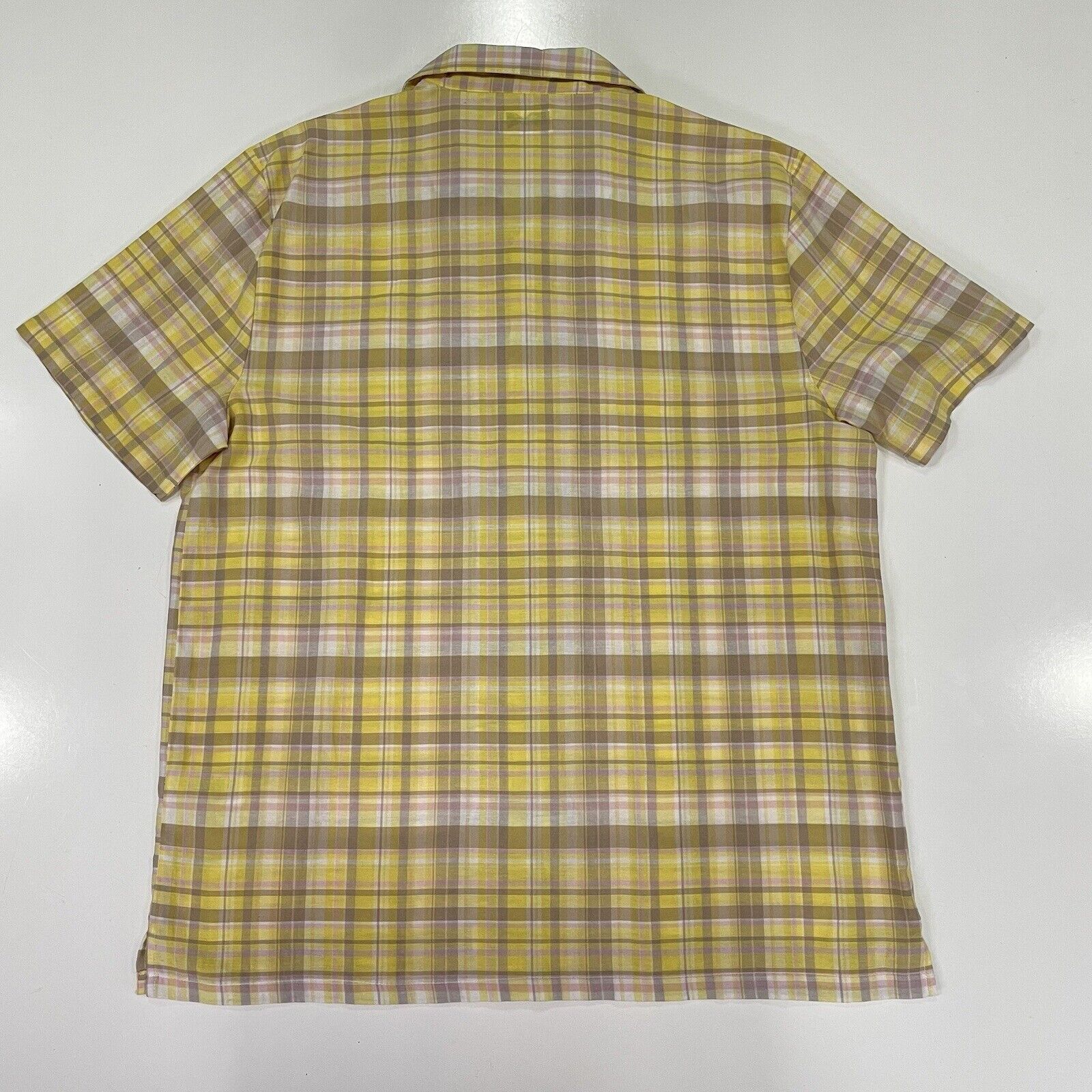 Onia Onia Mens Spring Shirt Yellow Brown Plaid Check Button XL Size US XL / EU 56 / 4 - 6 Thumbnail