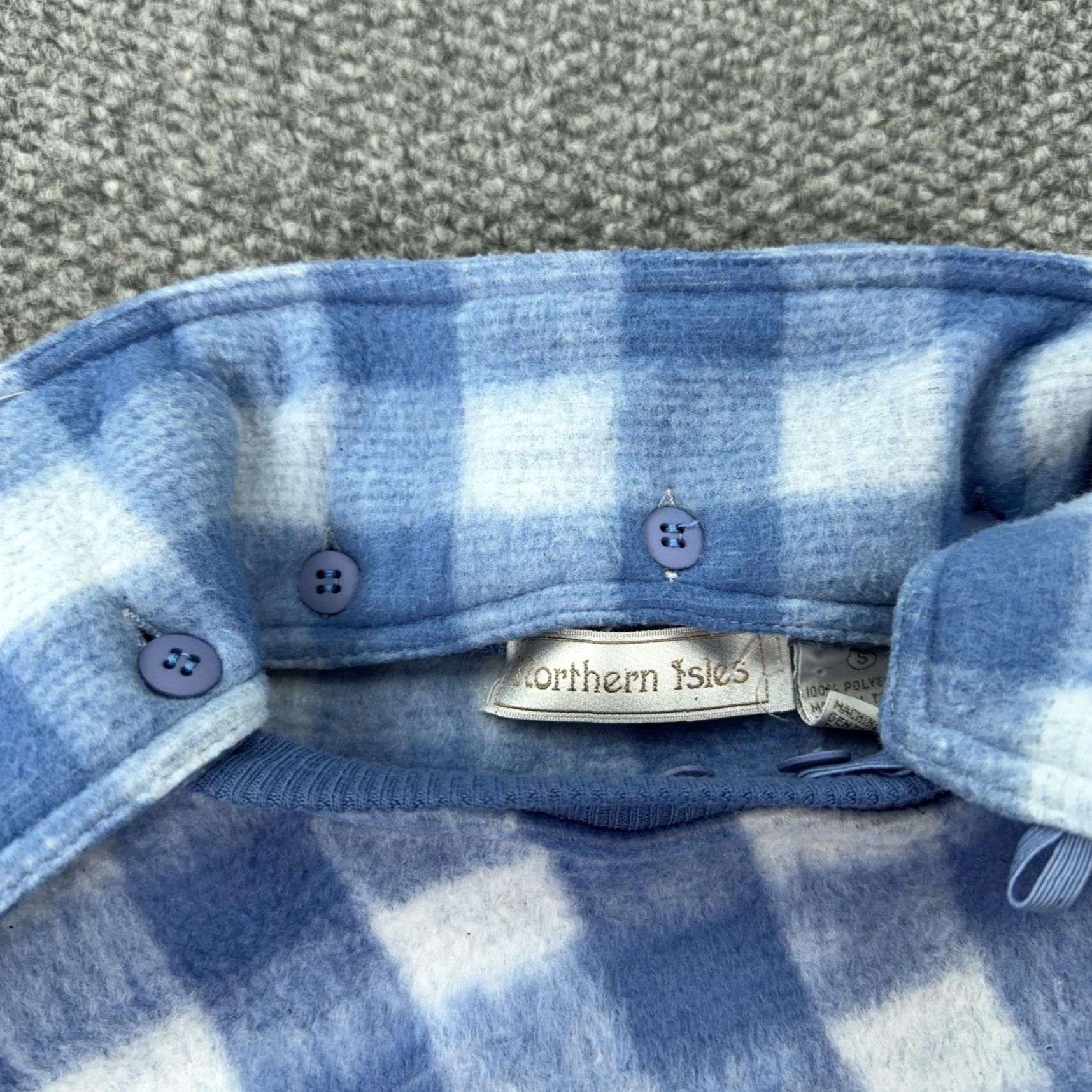 Vintage VINTAGE Northern Isles Pullover Womens Small Blue White Fleece Gingham Check Mock Neck Sweatshirt Size S / US 4 / IT 40 - 6 Thumbnail