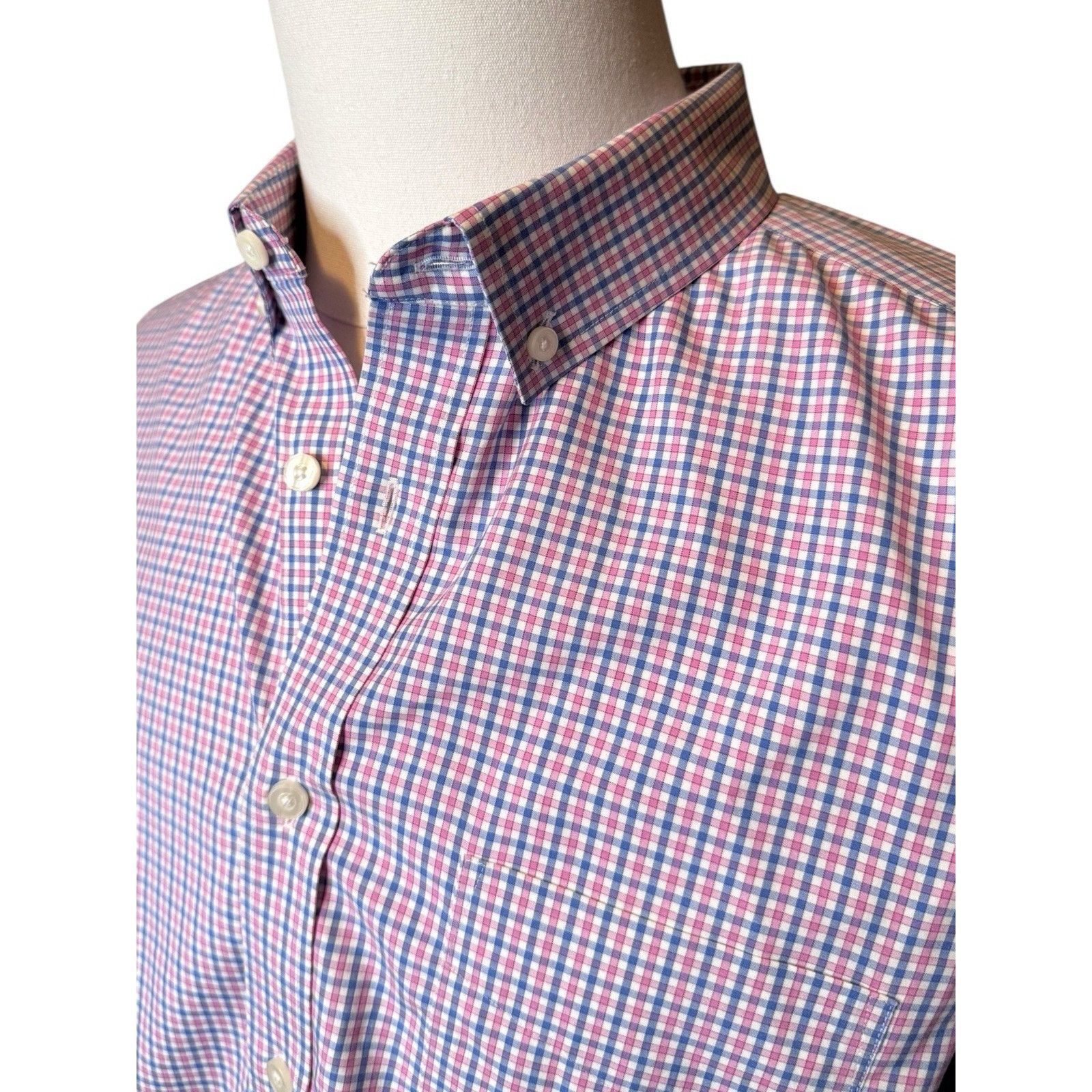 UNTUCKit Untuckit Pink Blue Plaid Shirt Classic Fit Wrinkle Resistant Size US XL / EU 56 / 4 - 2 Thumbnail