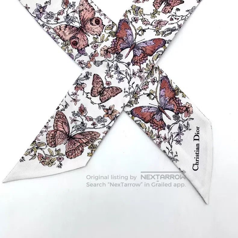 Dior Dior Purple bow floral printed mulberry silk scarf Size ONE SIZE - 5 Thumbnail