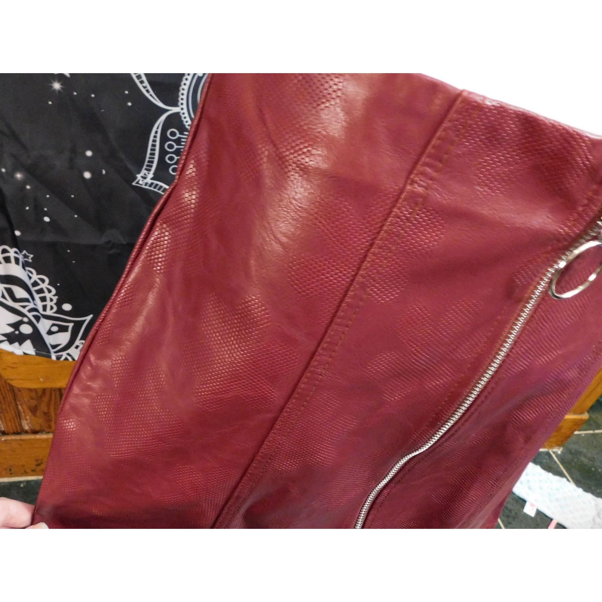 Other Shinestar Faux Leather Burgundy Mini Skirt Size 29" - 4 Thumbnail