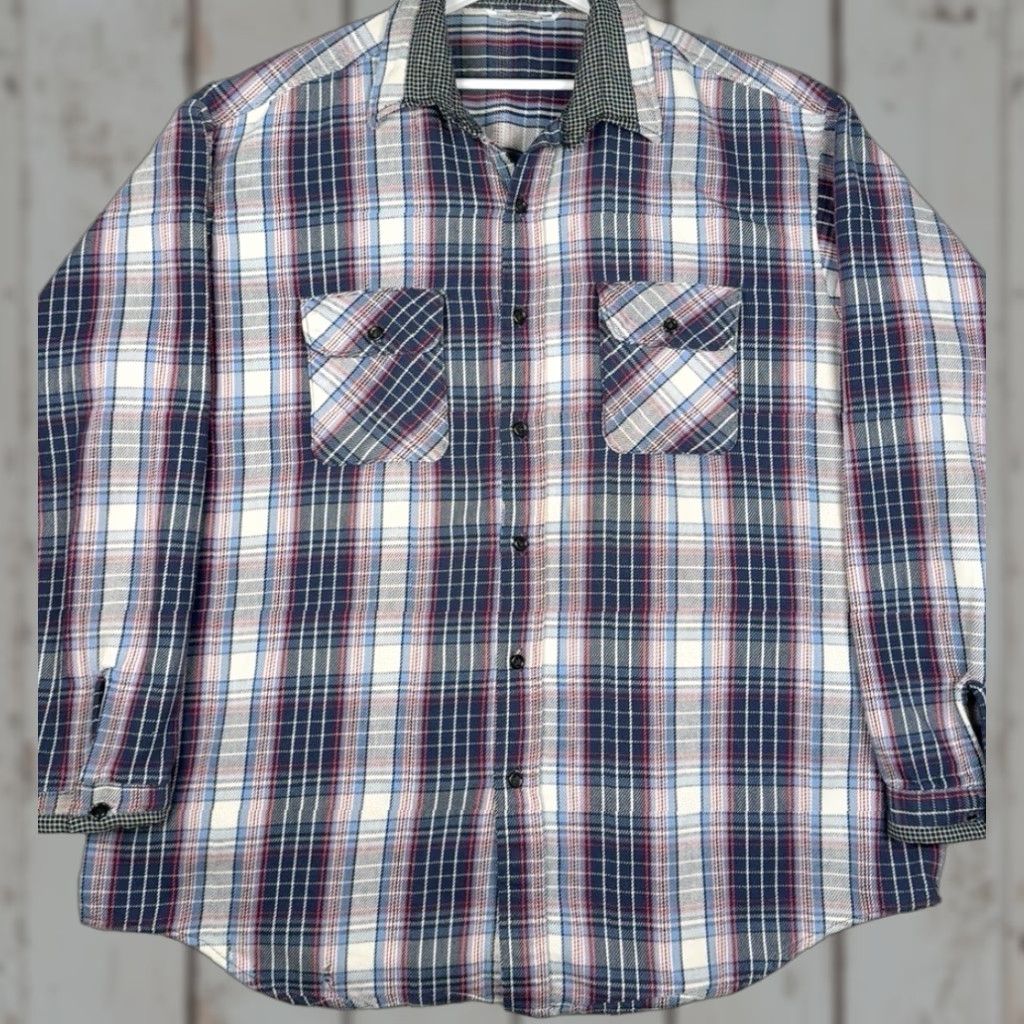 Vintage VINTAGE Five Brothers Plaid Button-Up Shirt Heavy Thick Blue Red White 2XL Mens Long Sleeve Button-Up Shirt - 2XL, Blue Red White, Vintage, Mens Size US XXL / EU 58 / 5 - 1 Thumbnail