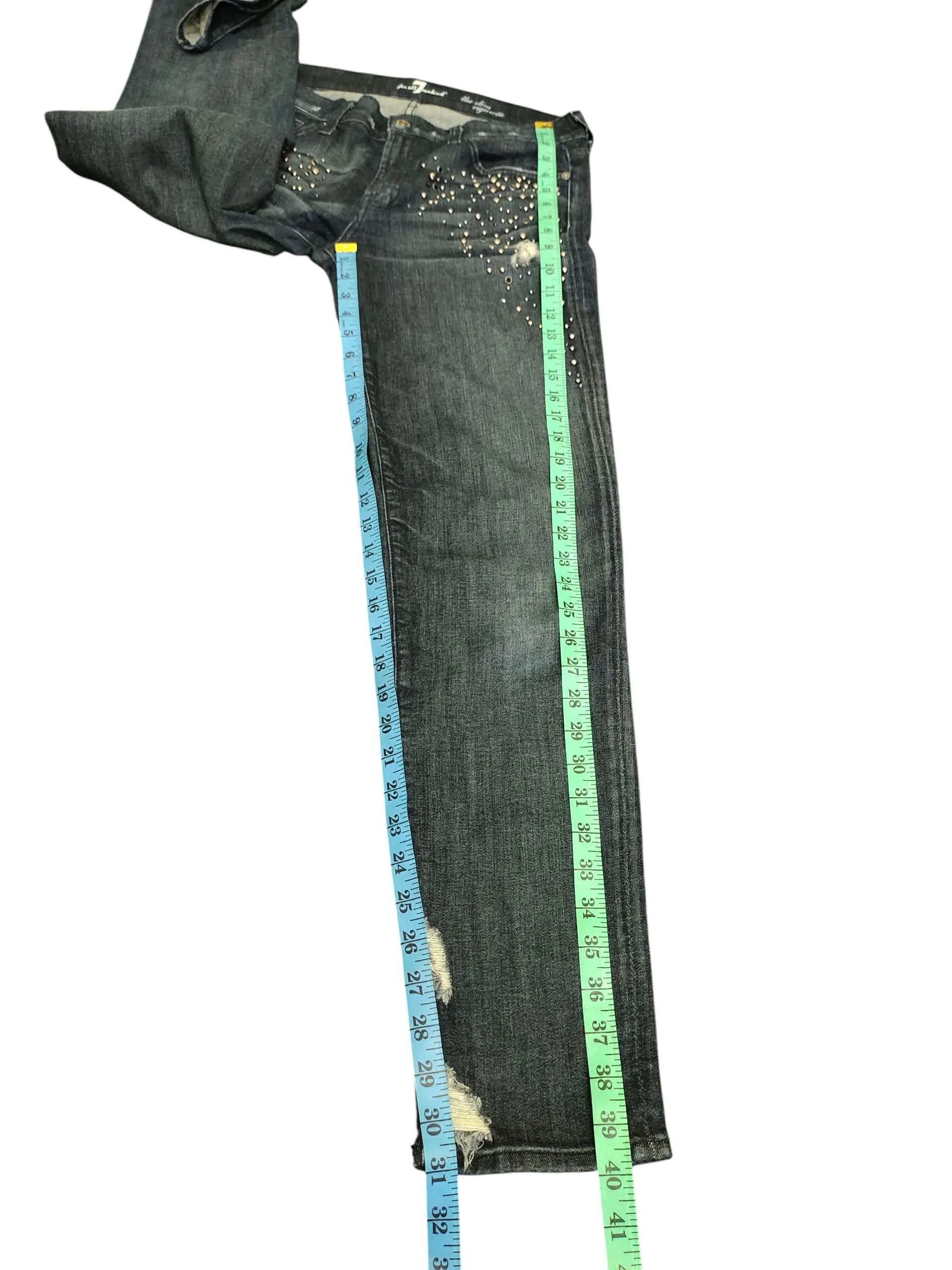7 For All Mankind Vintage 7 For All Mankind Studded Slim Distress Jeans Size US 31 - 8 Thumbnail