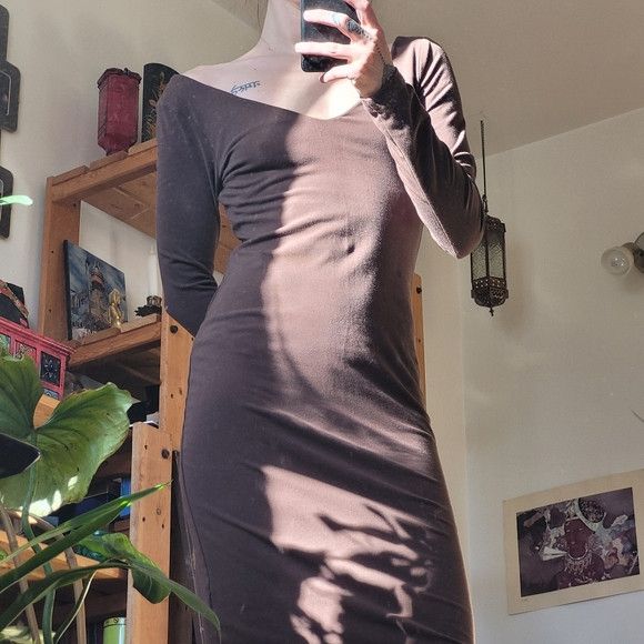 James Perse James Perse Standard Deep V Neck Brown Dress - Size 2 Size M / US 6-8 / IT 42-44 - 1 Thumbnail