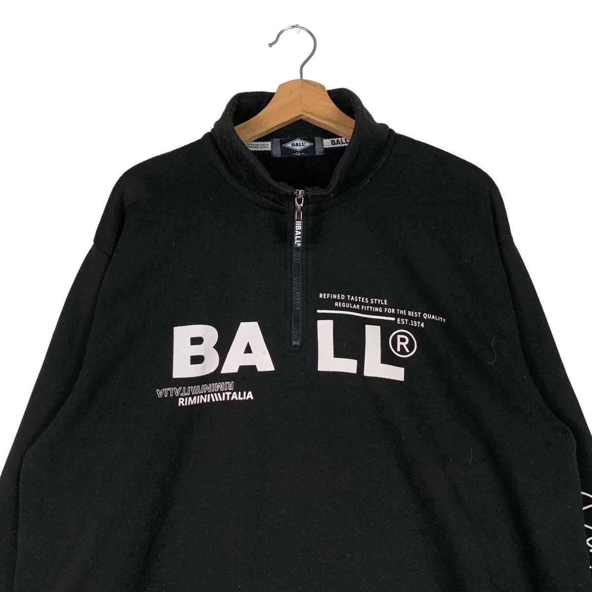Japanese Brand BALL Big Logo Half Zip Turtle Neck Sweatshirts #0796-C36 Size US L / EU 52-54 / 3 - 2 Thumbnail