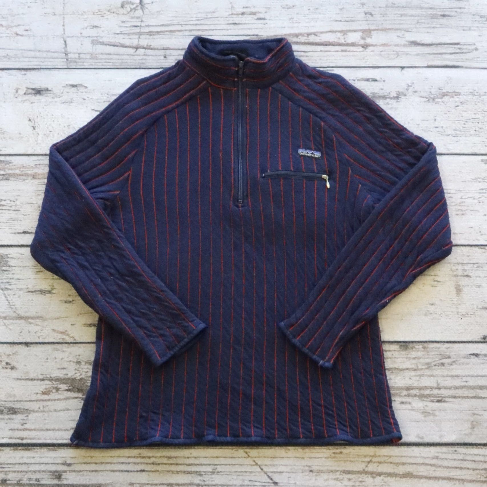 Patagonia VINTAGE Patagonia Quilt Again Stripe Pullover Jacket XL Blue Mens Size US XL / EU 56 / 4 - 2 Thumbnail