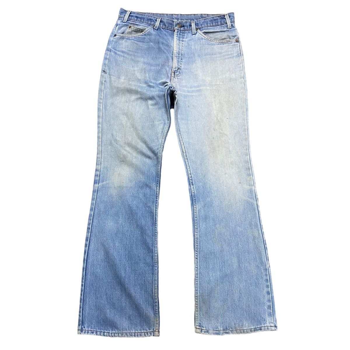 image of Distressed Denim x Levis Vintage 80's Levis 517 Orangetab Flare Dirty Faded Jeans in Blue (Size 35)