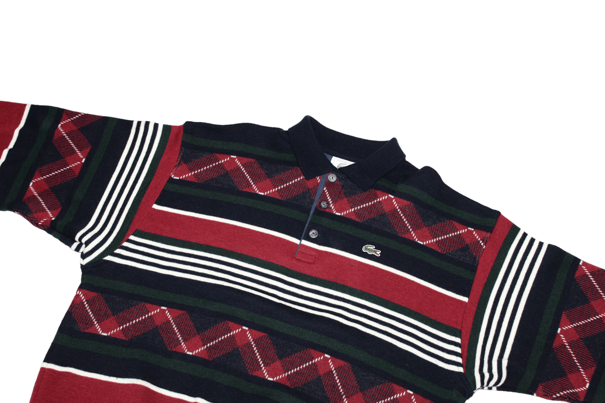 Lacoste VTG 70s Lacoste Wool Blend Knitted Striped Polo Jumper Size US XL / EU 56 / 4 - 5 Thumbnail