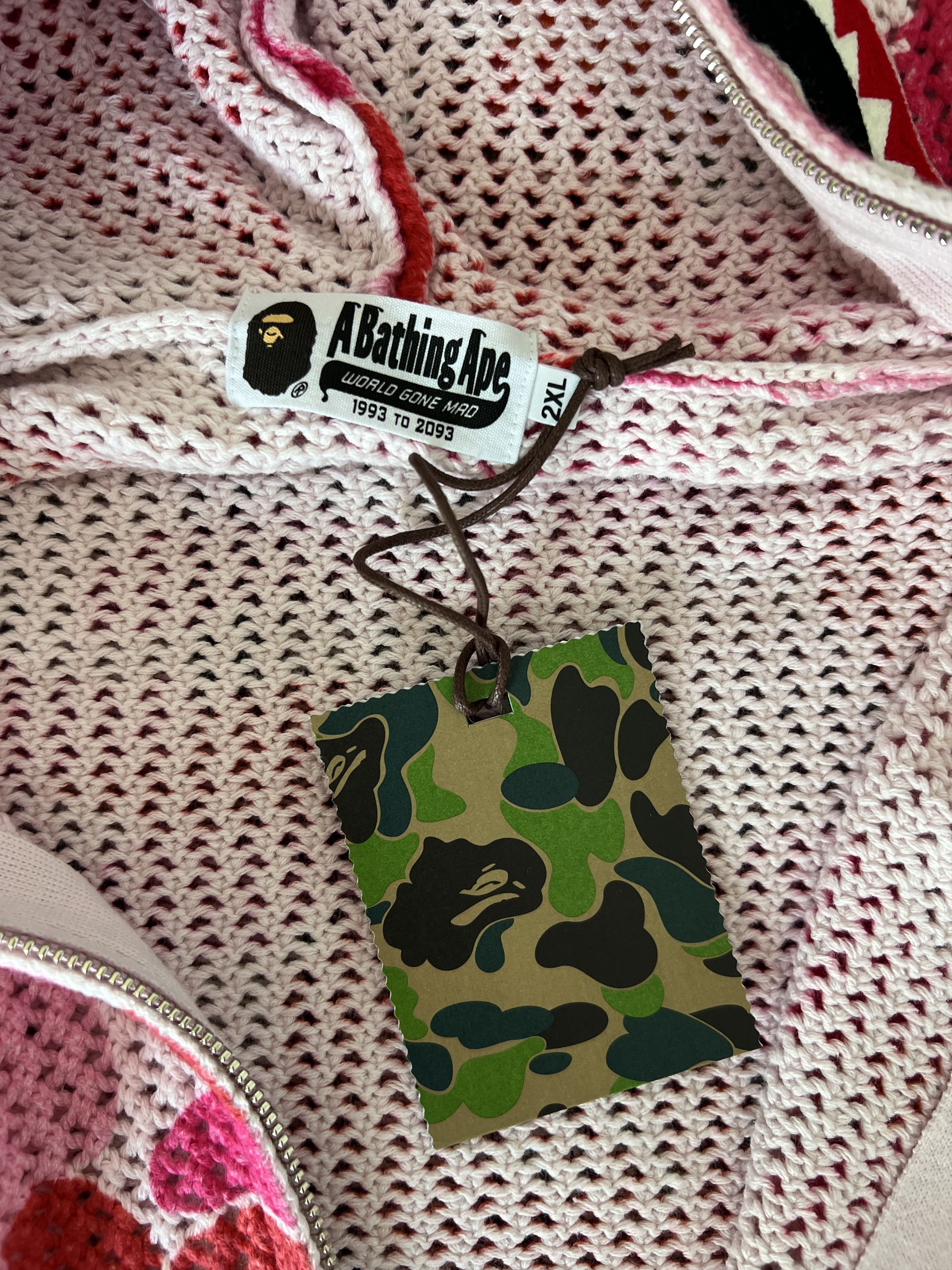 Bape Bape ABC Camo Full Zip Shark Sweatshirt in Pink Size US XXL / EU 58 / 5 - 12 Thumbnail