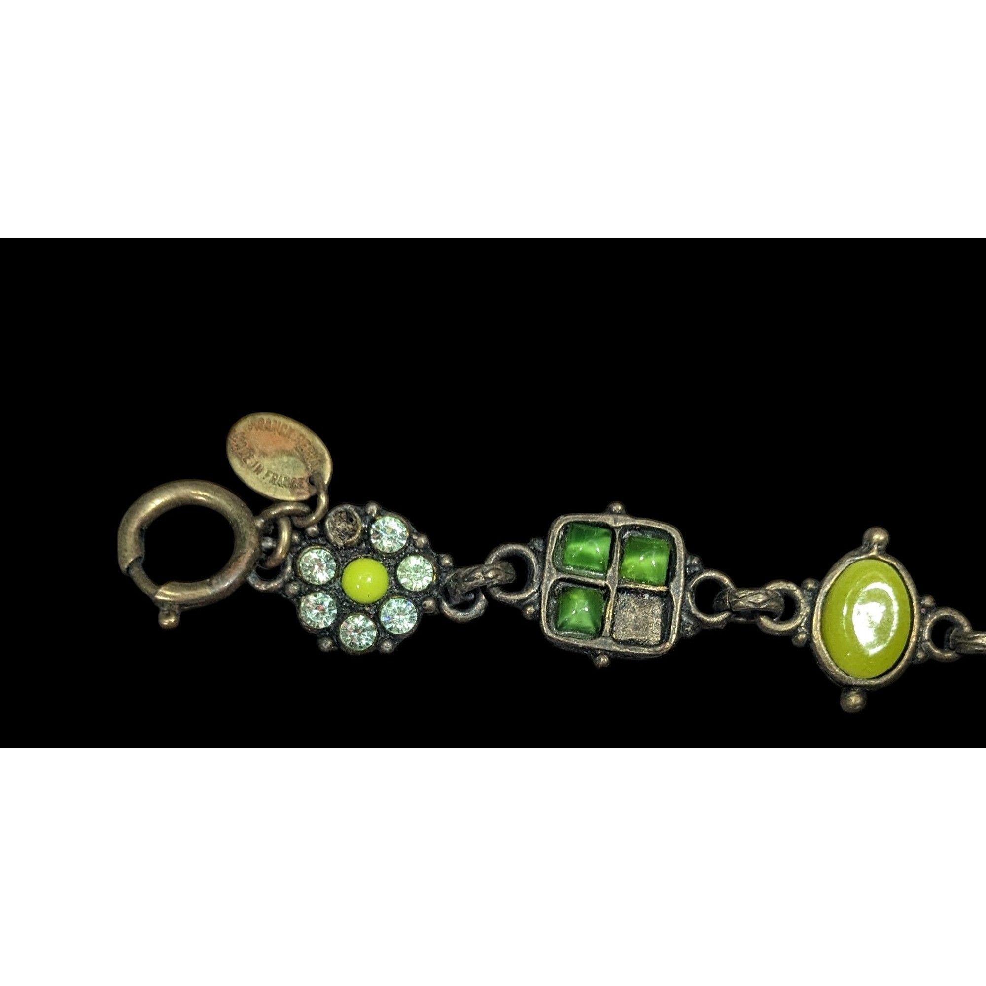Other Vintage Franck Herval Green Cottagecore Floral Bracelet Made Size ONE SIZE - 3 Thumbnail
